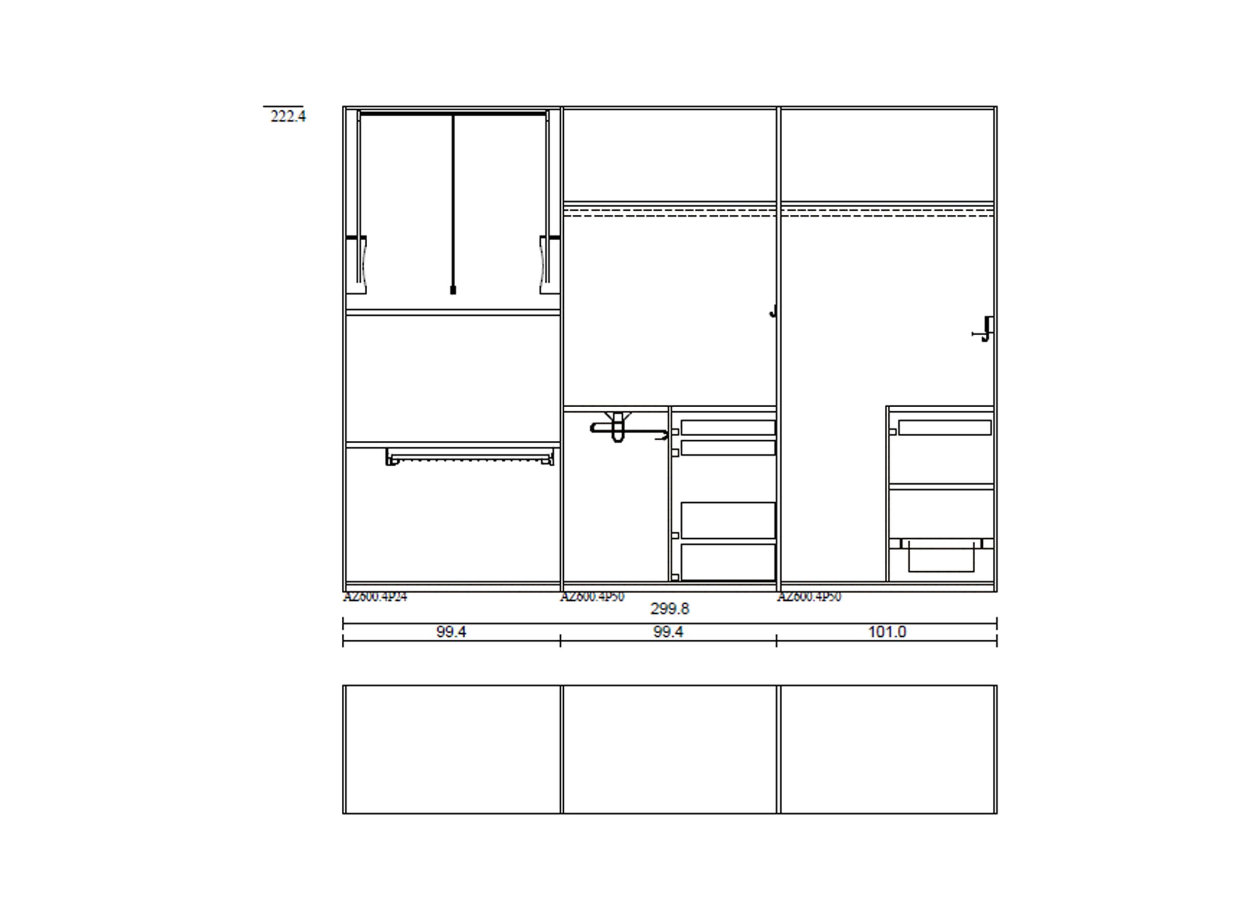Indeling - Dressing Select 301cm