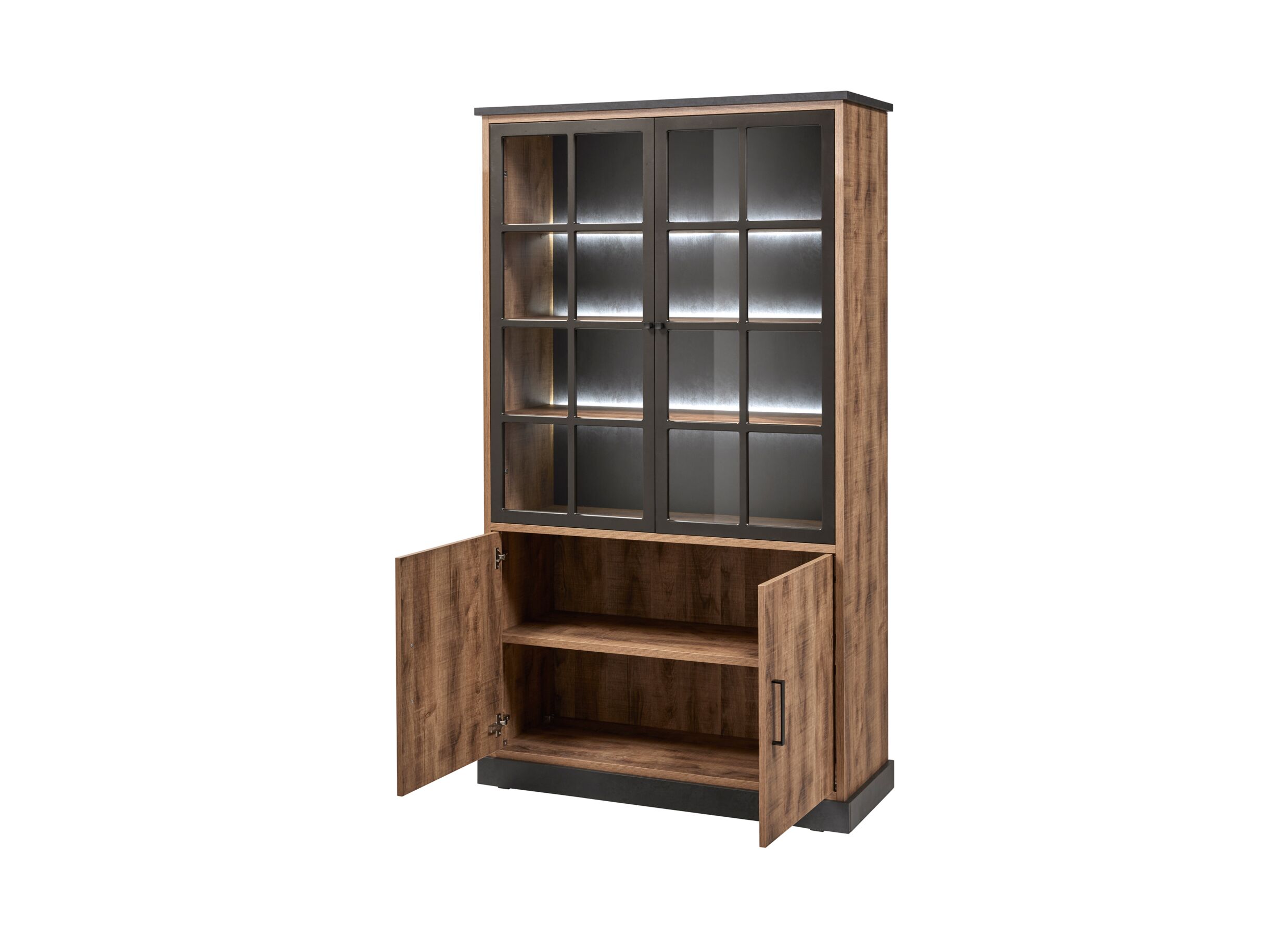 Vitrinekast 120cm - decor - bruin/zwart