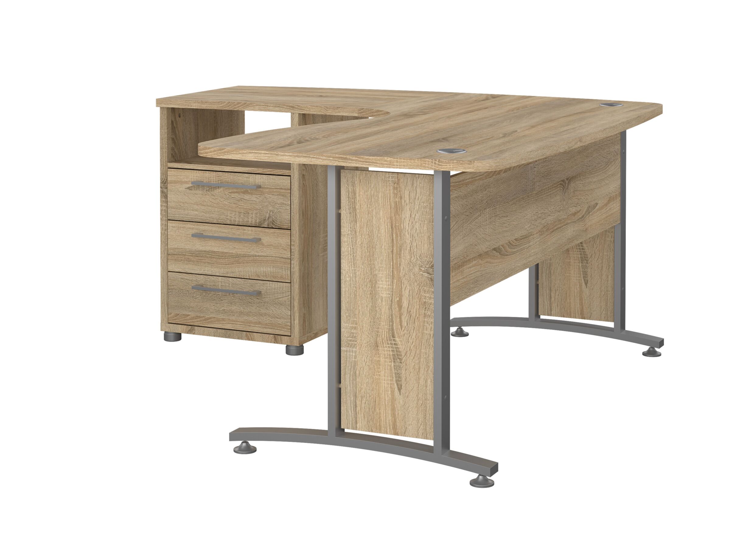 Overzichtsfoto - Hoekbureau Prima 150,5x159cm - melamine - eik & zilver