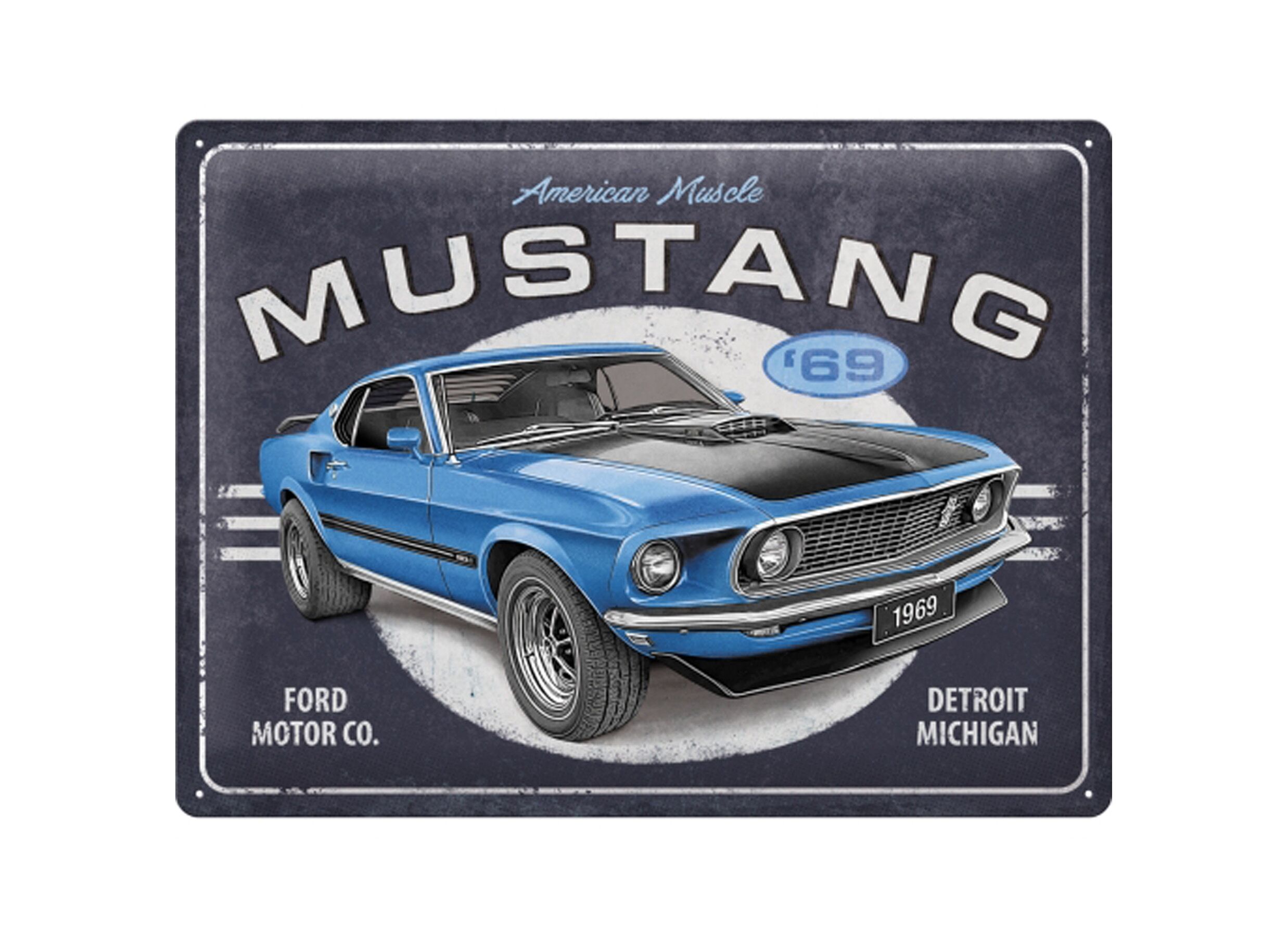 Plakkaat Ford Mustang 40x30cm - metaal - meerkleurig - Plakkaat Ford Mustang 40x30cm - metaal - meerkleurig