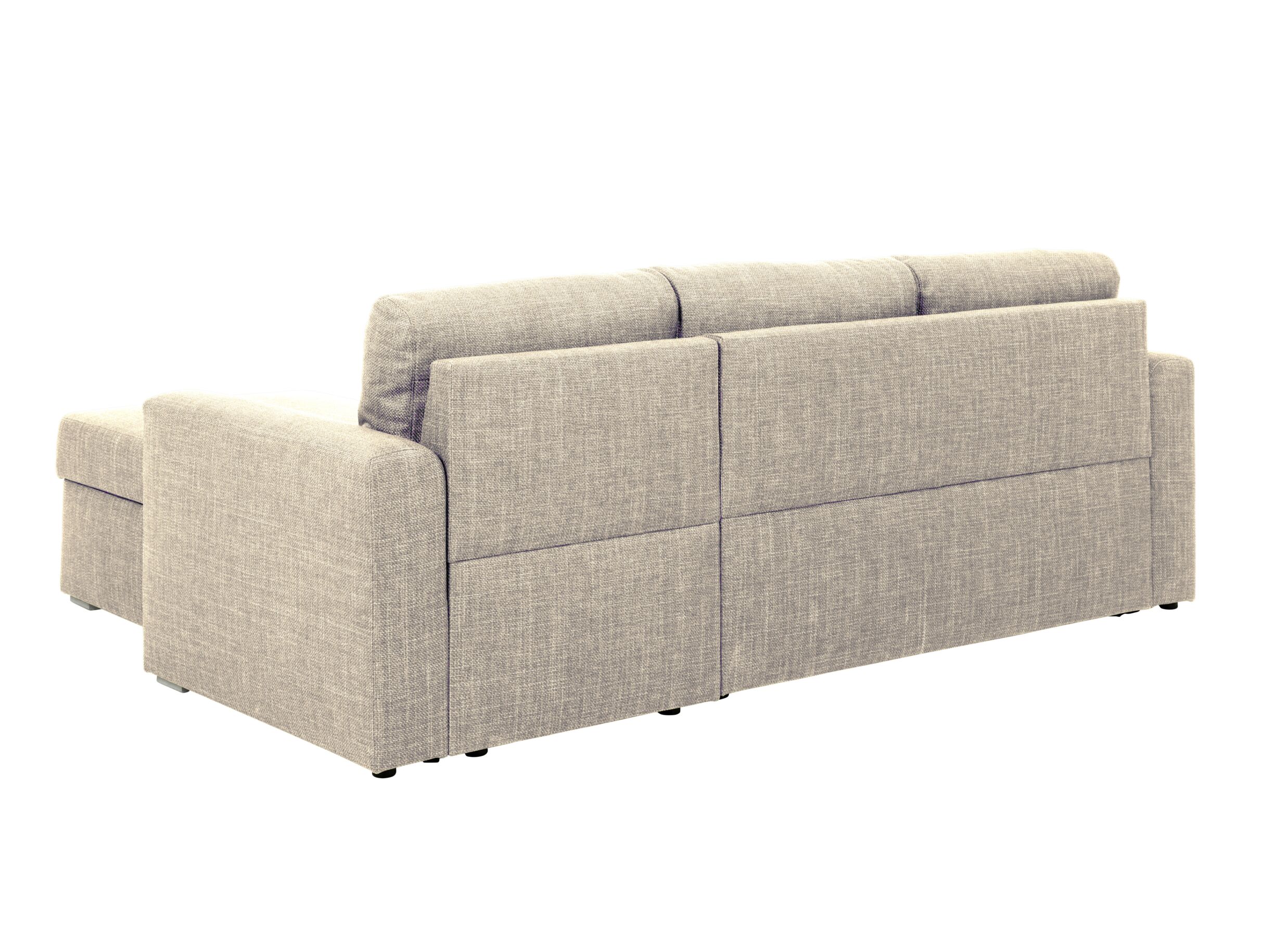 Overzichtsfoto - Hoeksalon 226x165cm - stof - beige met bedfunctie en opbergruimte