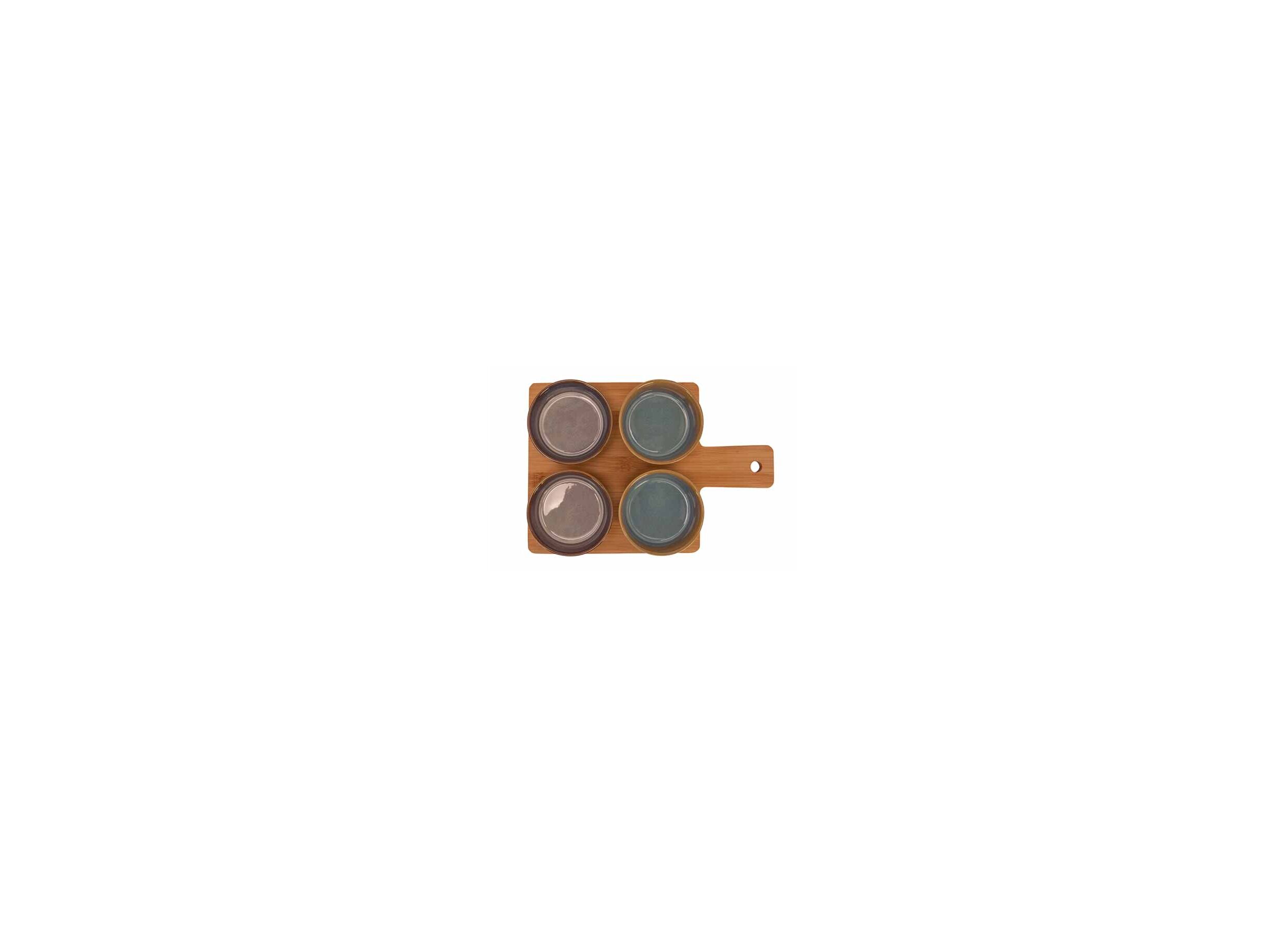 Serveerplank met 4 kommen 31x21,5cm