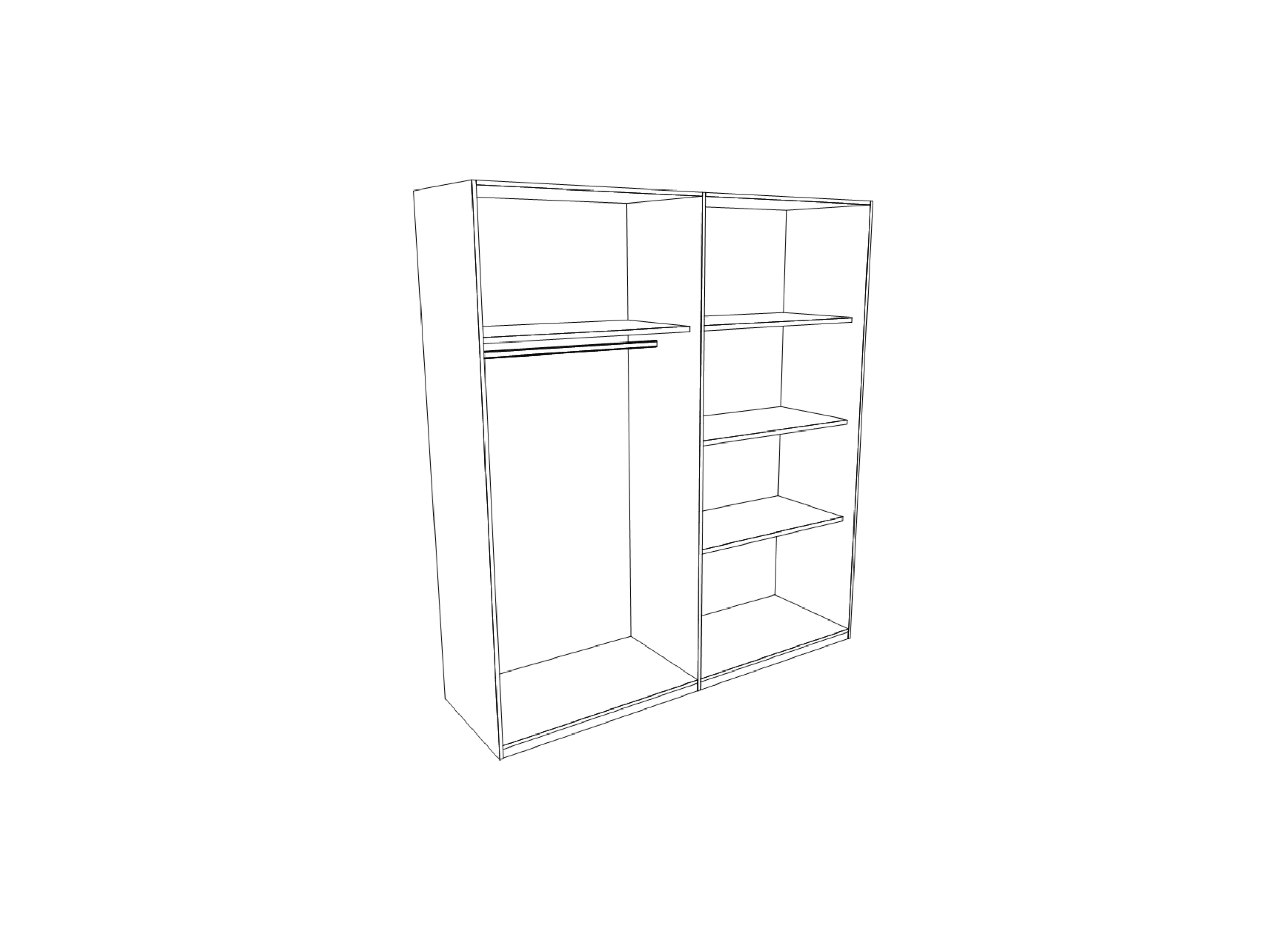 Garde-robe 181cm - décor - blanc alpin/chêne