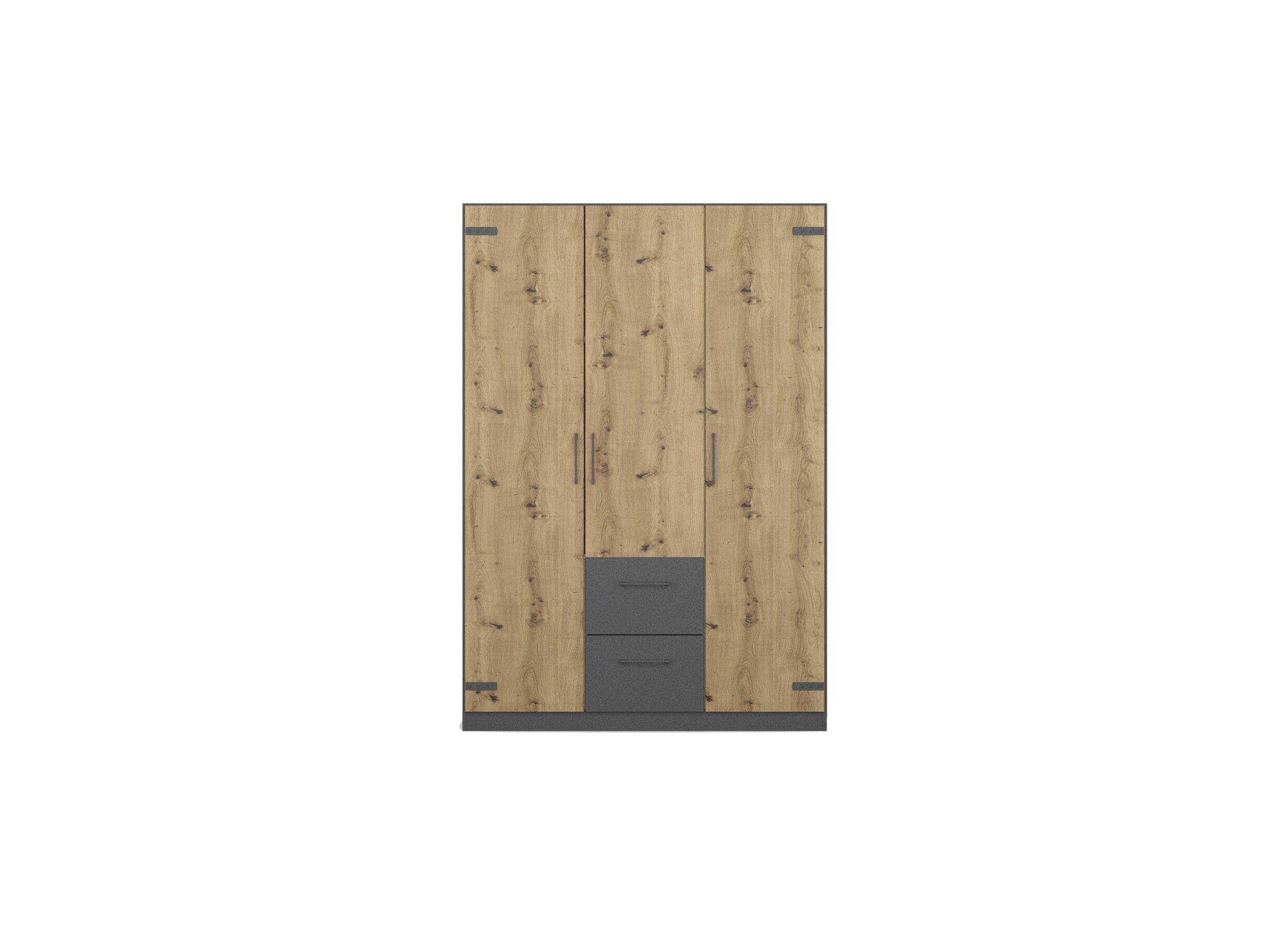 Garde-robe Butte 136cm - décor - chêne artisanal/gris