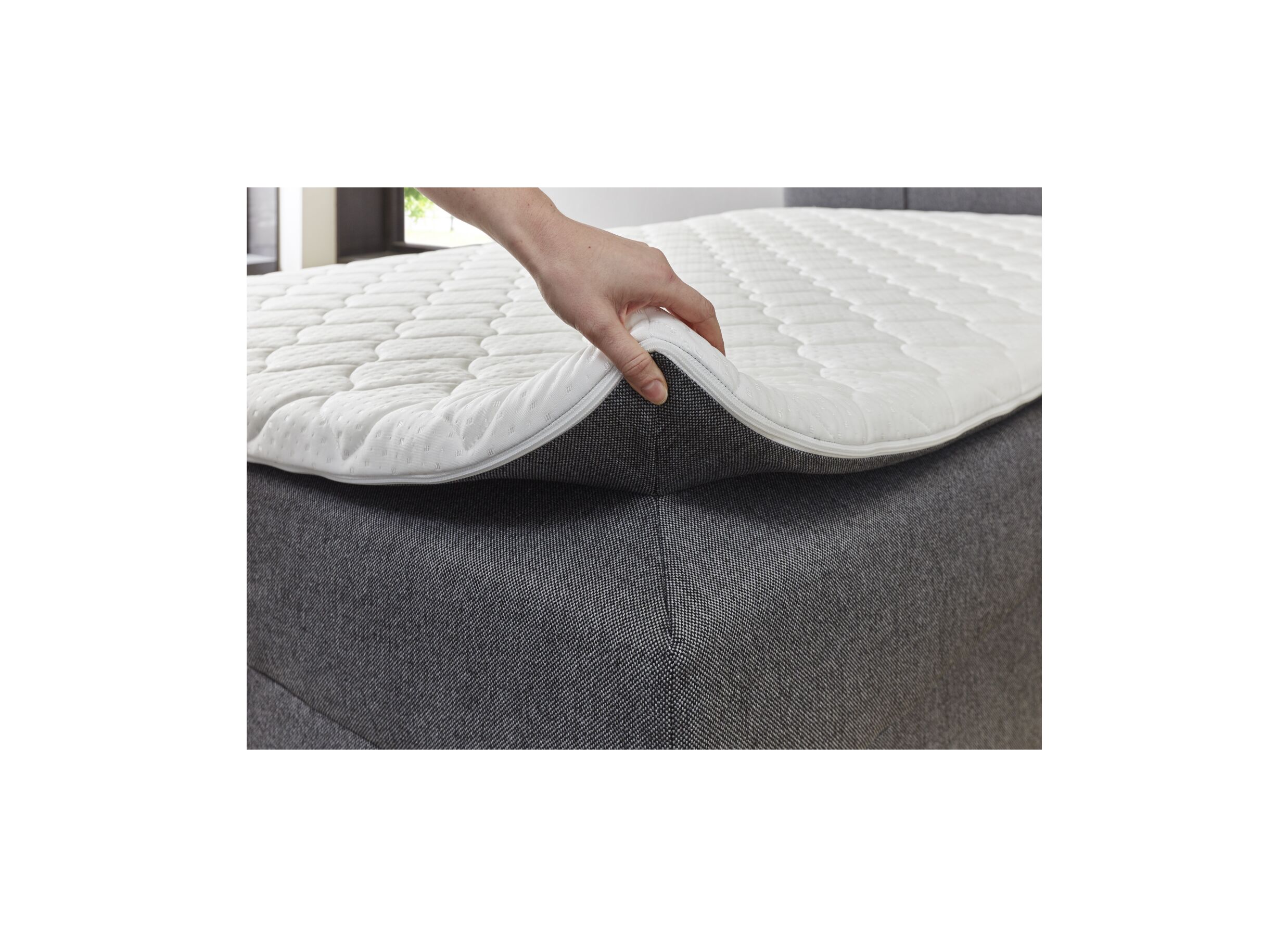 Detail - Lit box BX1620 120x200cm avec rangement tissu anthracite