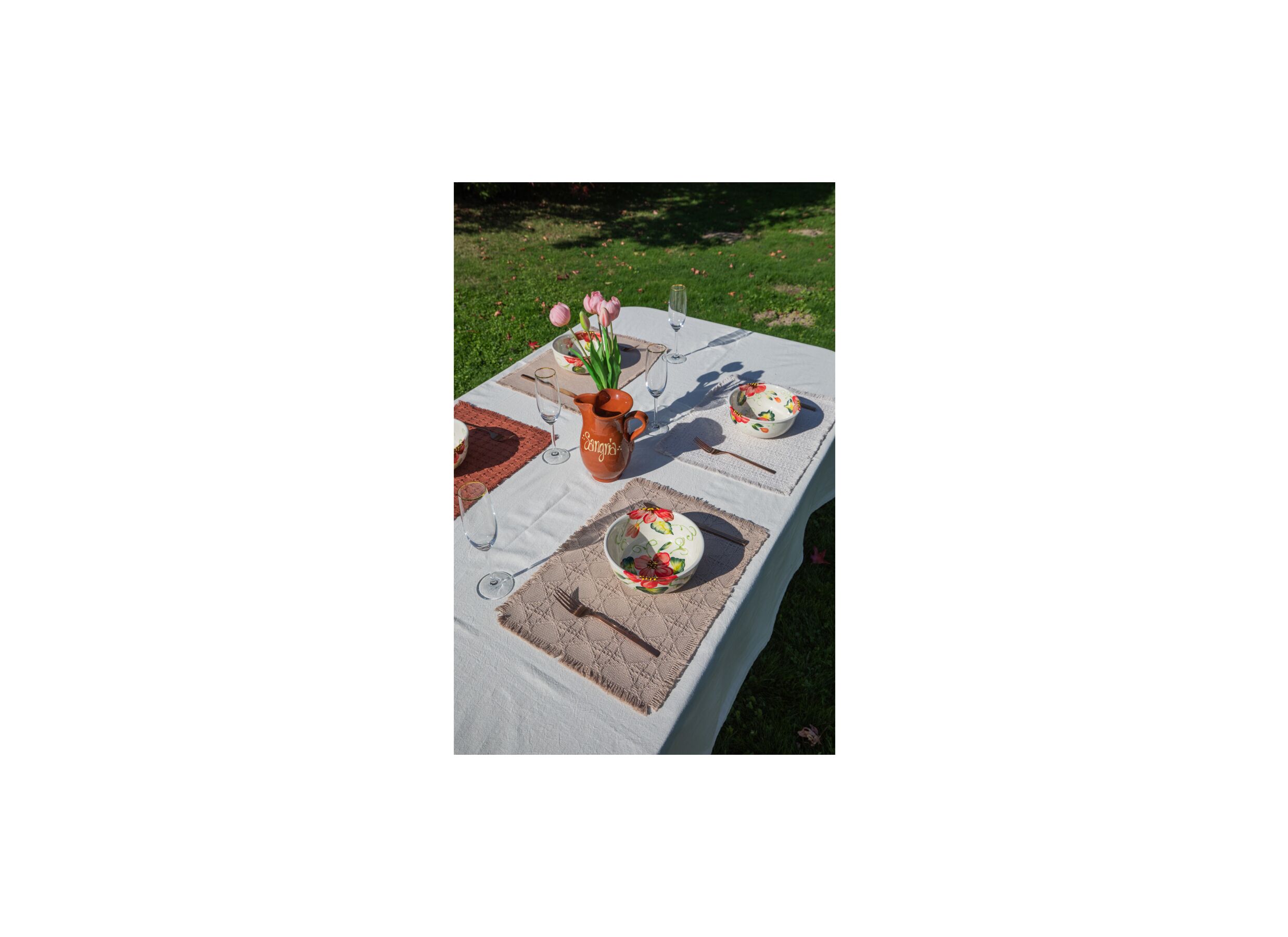 Photo ensemble - Set de table Vera 45x33cm - coton & fibre de polyester - naturel