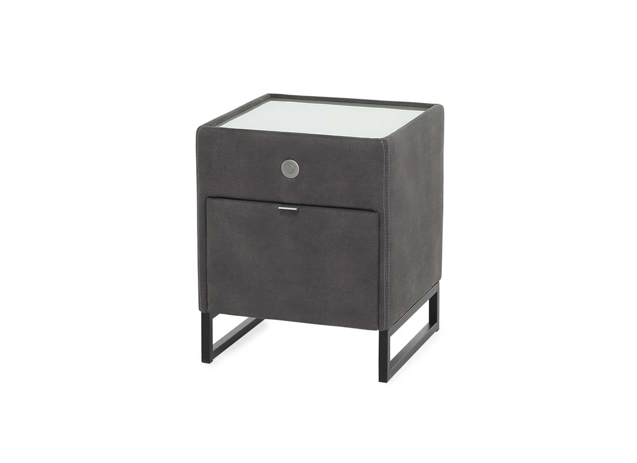 Nachtkastje Linea 44 - Nachtkastje Linea 44,5x44,5x43cm - lederlook - antraciet