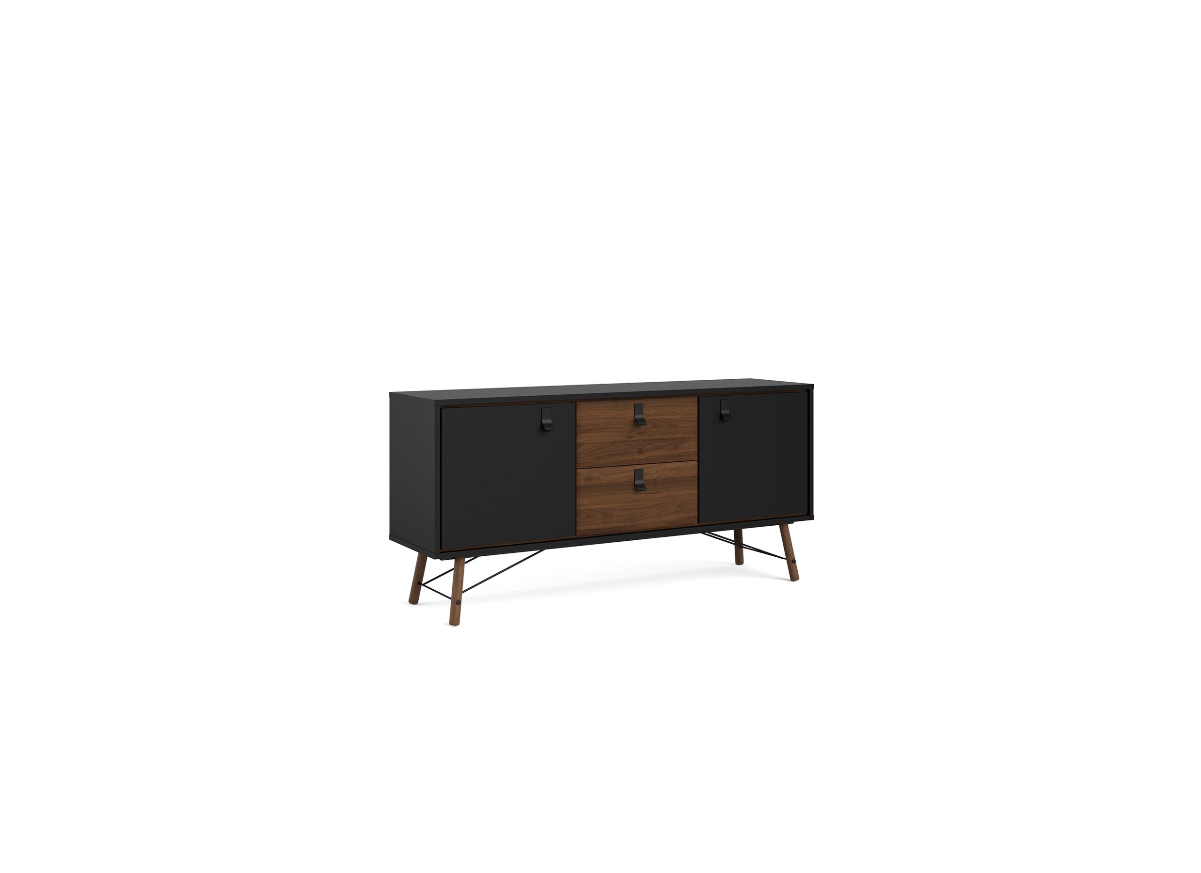 Buffet Ry 151cm - Buffet Ry 151cm - panneau décor - noir mat & noix