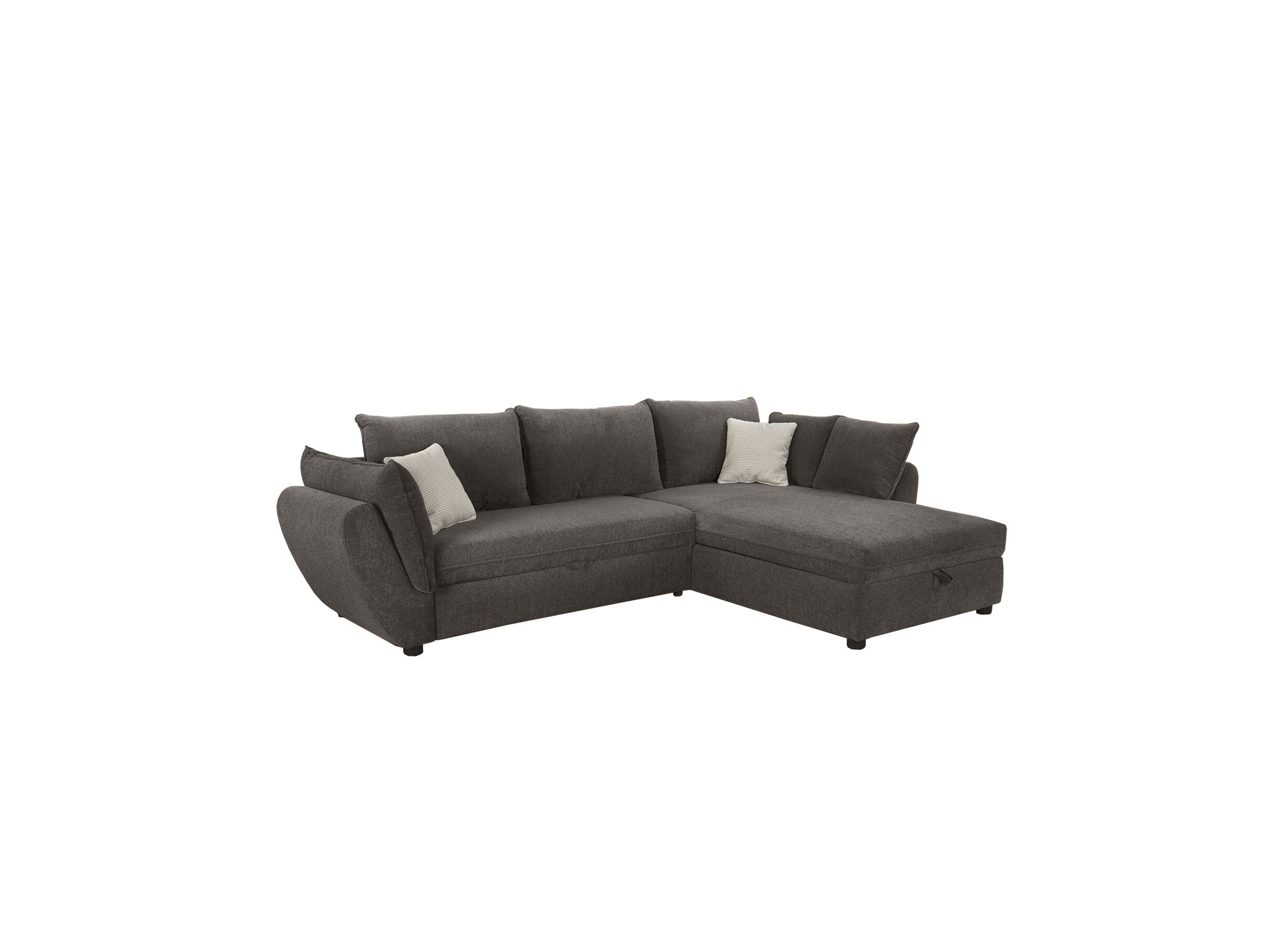 Canapé d'angle Jerez tissu gris foncé avec fonction de lit et rangement - Canapé d'angle Jerez 303x205cm - tissu - gris foncé avec fonction de lit et rangement