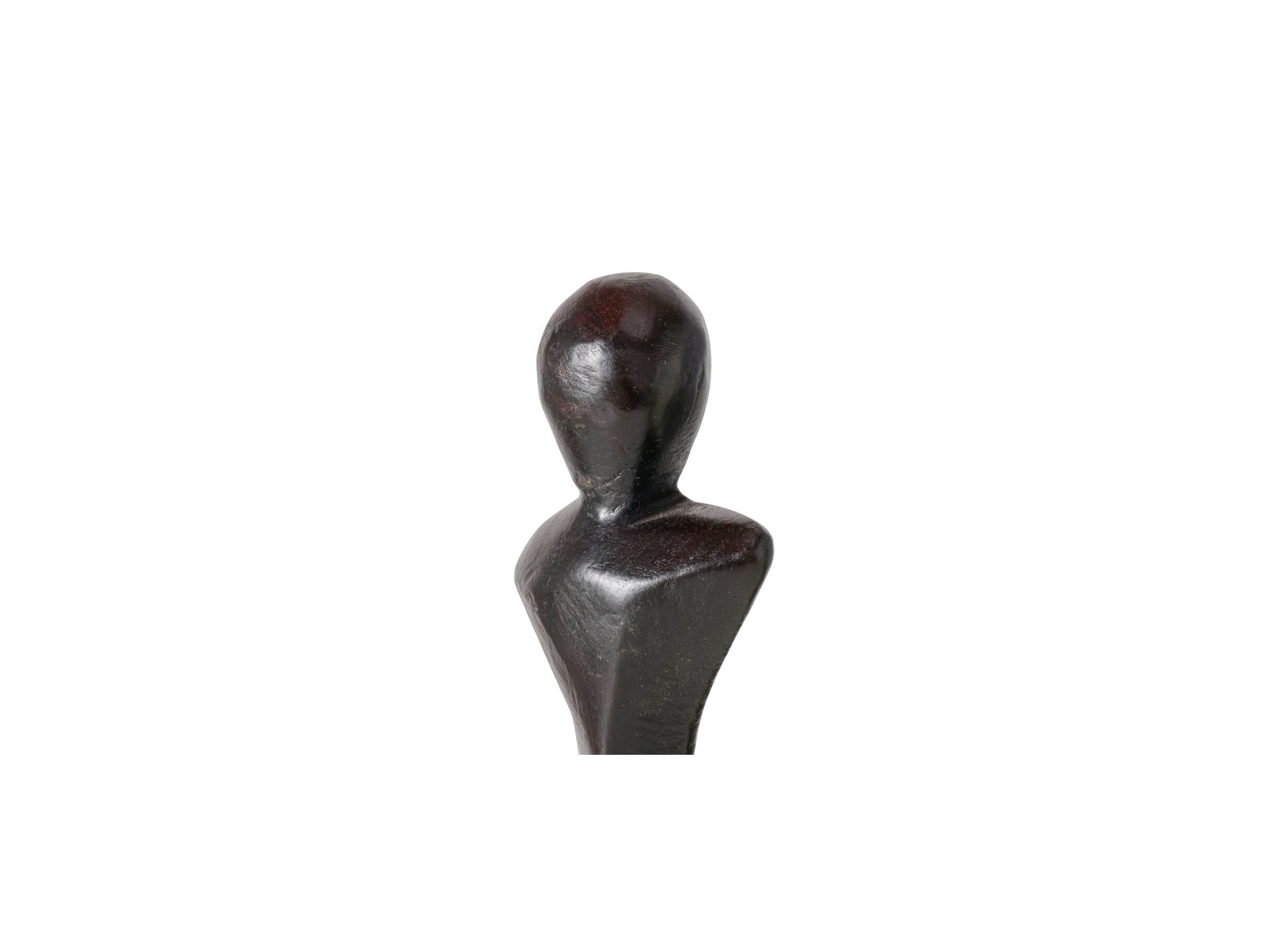 Detail - Statue femme Kvinna H52cm - mangue massif - noir mat