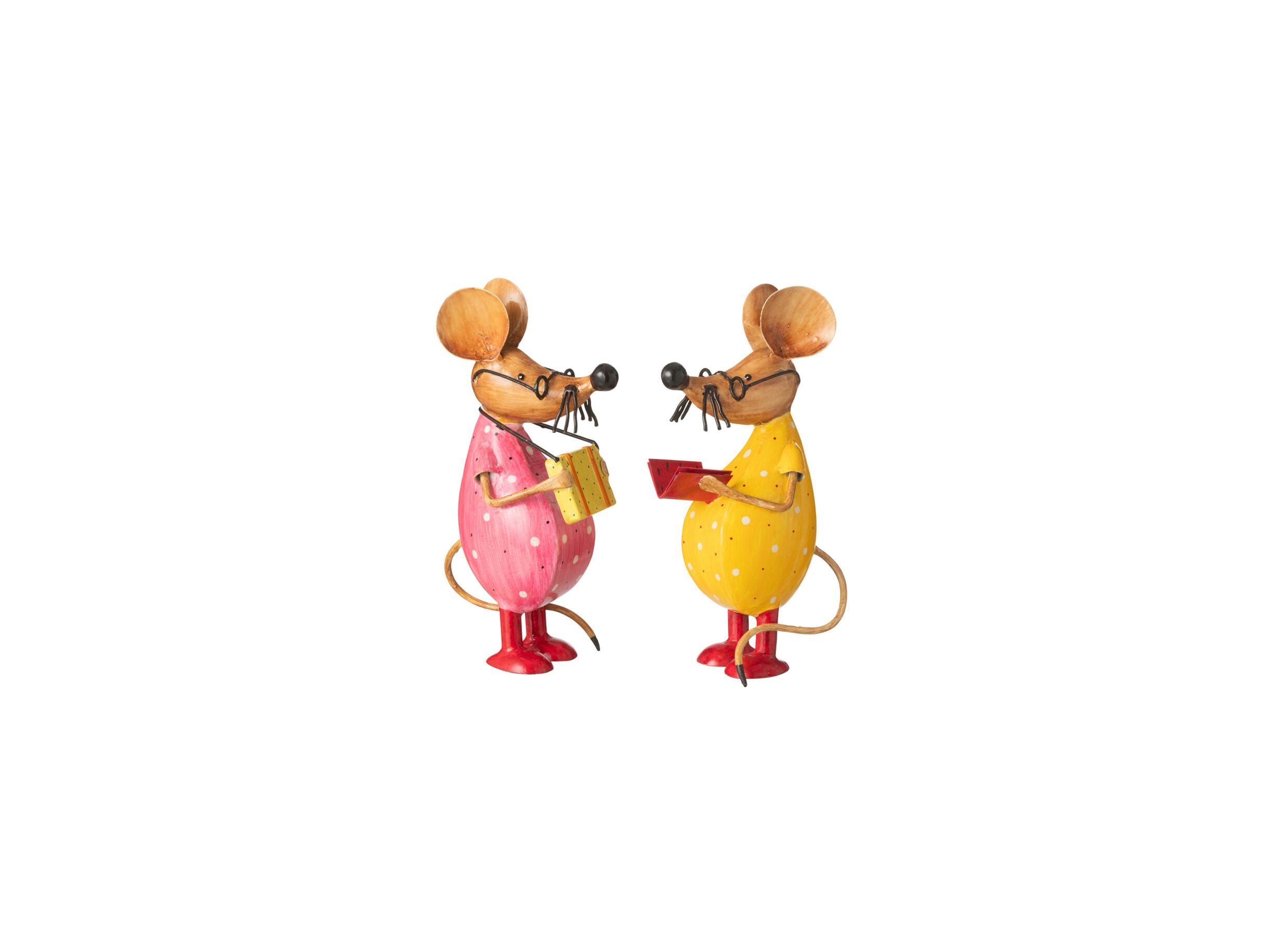 Figuur Muis boek/koffer H30cm - ijzer - multicolor - Figurine Souris livre/valise H30cm - fer - multicolore