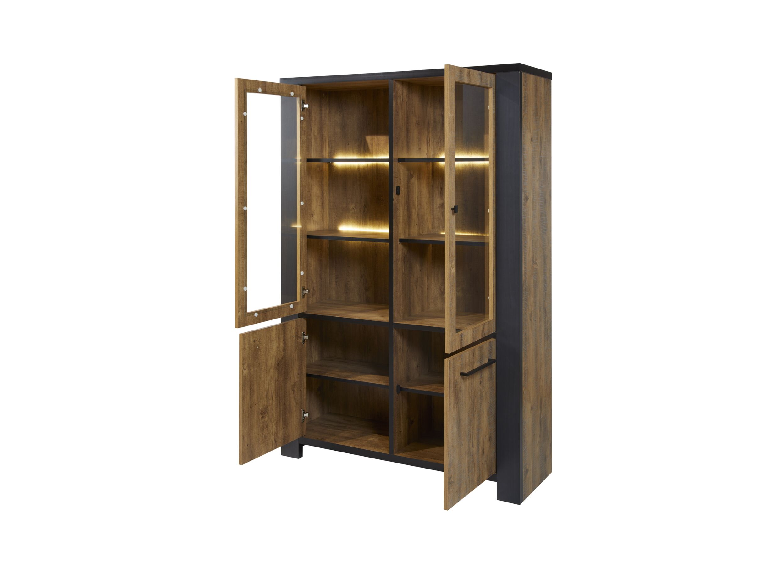Vitrine Samuel 130cm - décor - chêne denver/noir