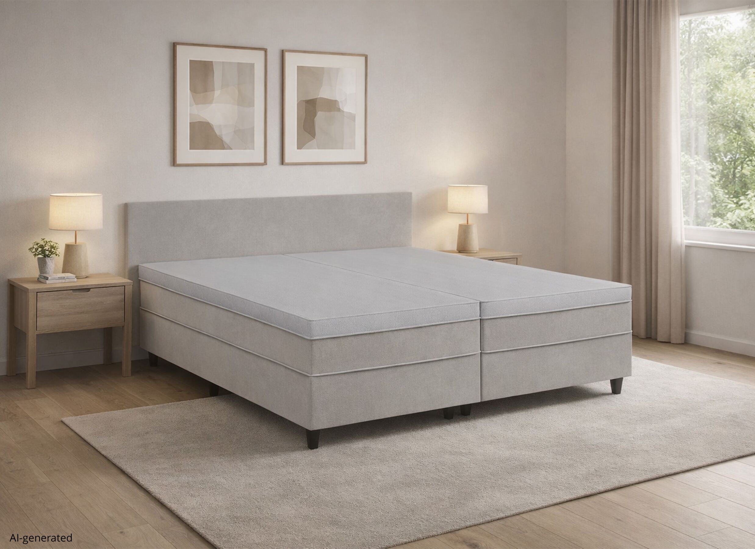 AI Generated - Lit box BOX53 180x200cm - tissu - taupe