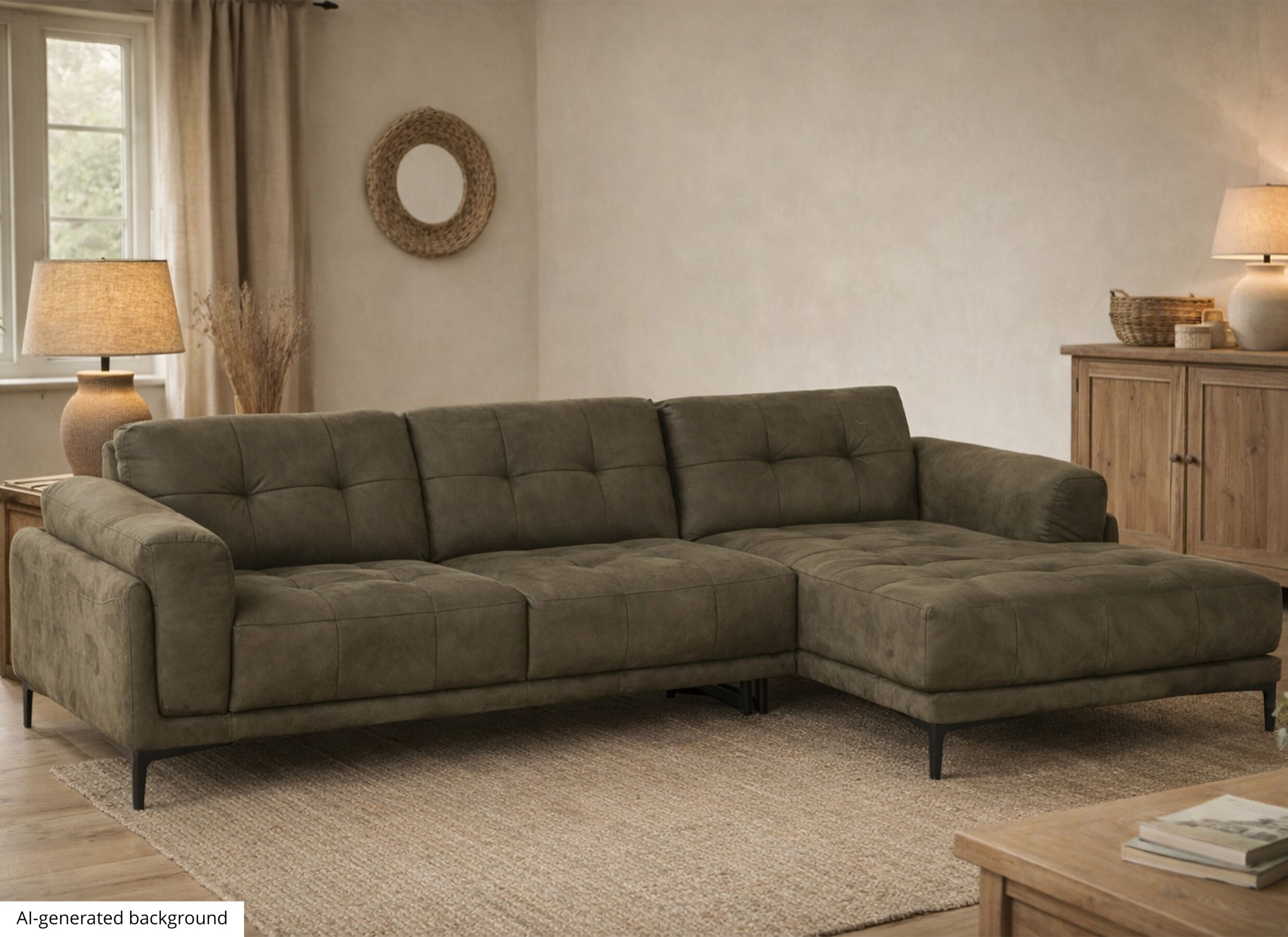 AI Generated - Hoeksalon Night 277x159cm - stof - groen