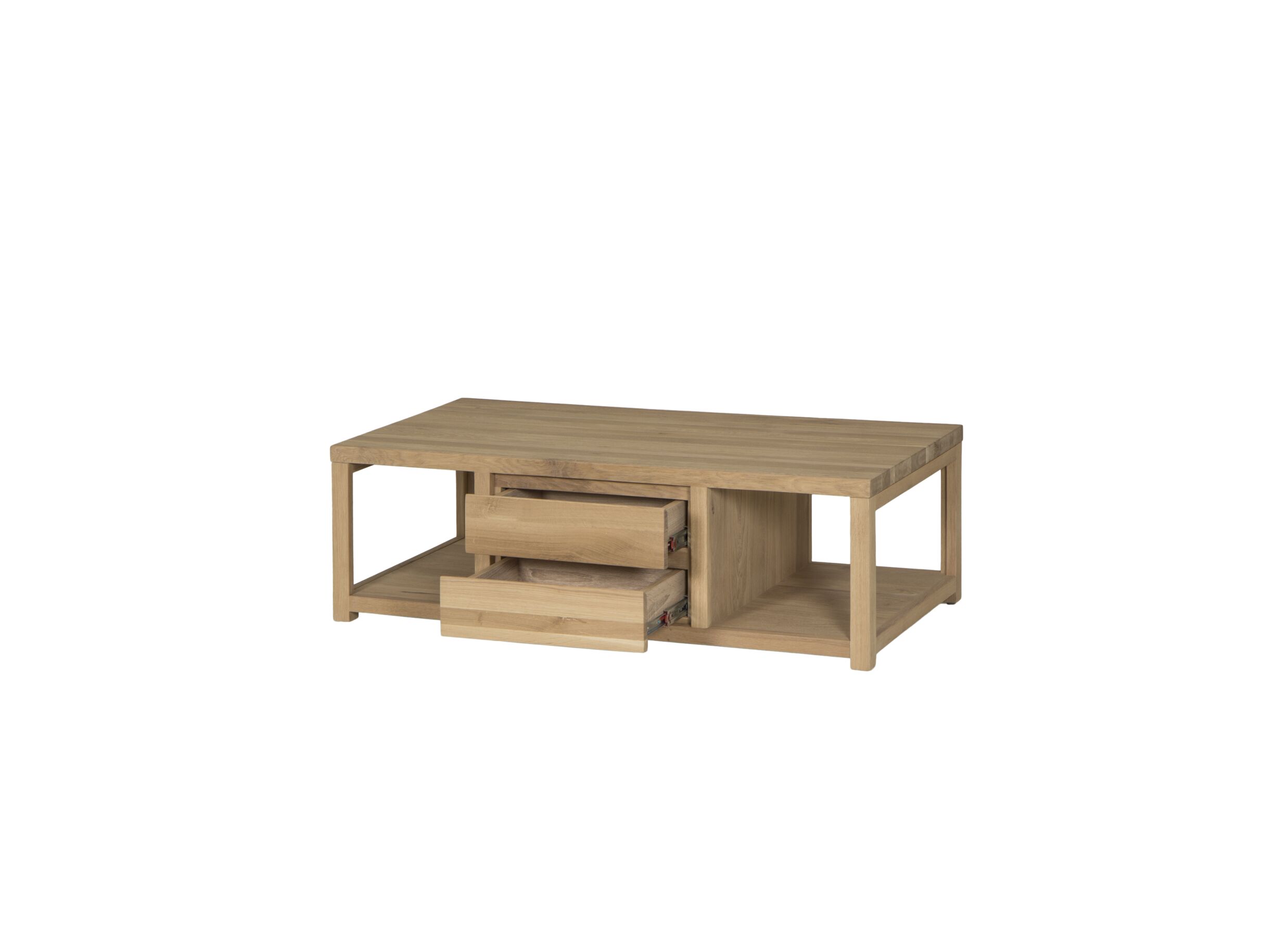 Table basse Amarillo 120x60cm - chêne massif & décor - naturel avec rangement