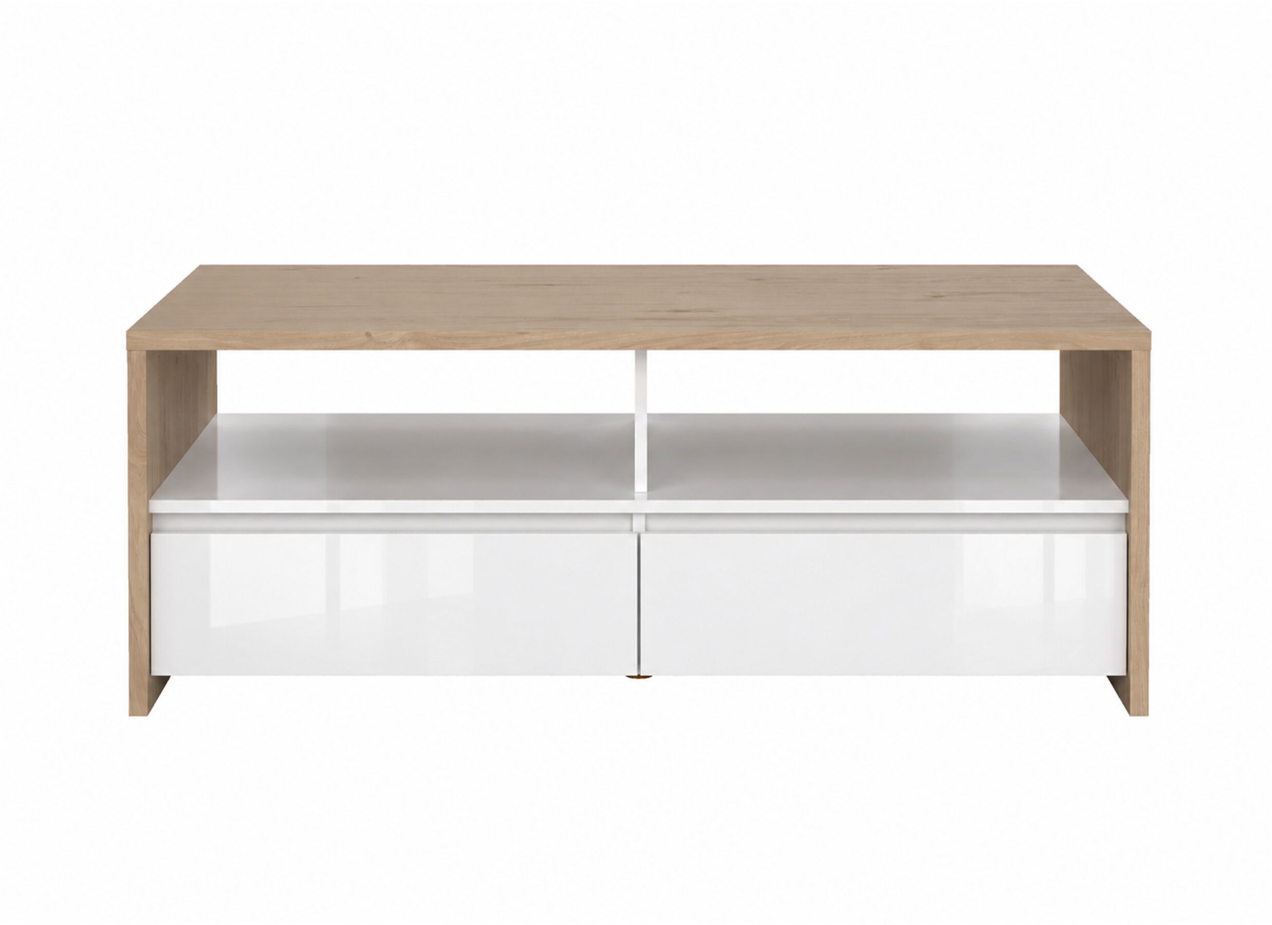Aperçu - Table basse Next 120x60cm - mélamine - blanc brillant & jackson hickory