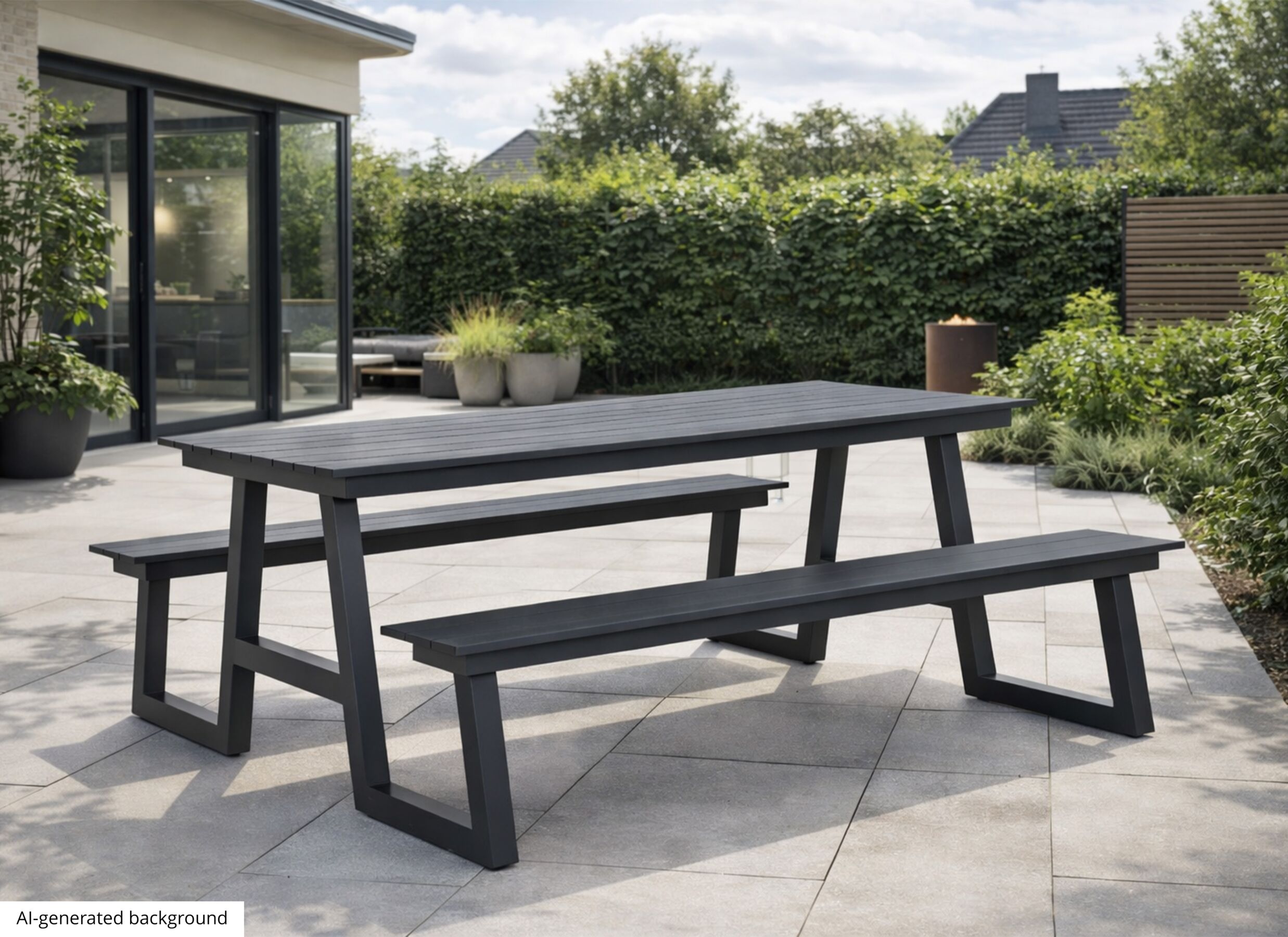 AI Generated - Table pique-nique Santorini173x200cm - aluminium - anthracite