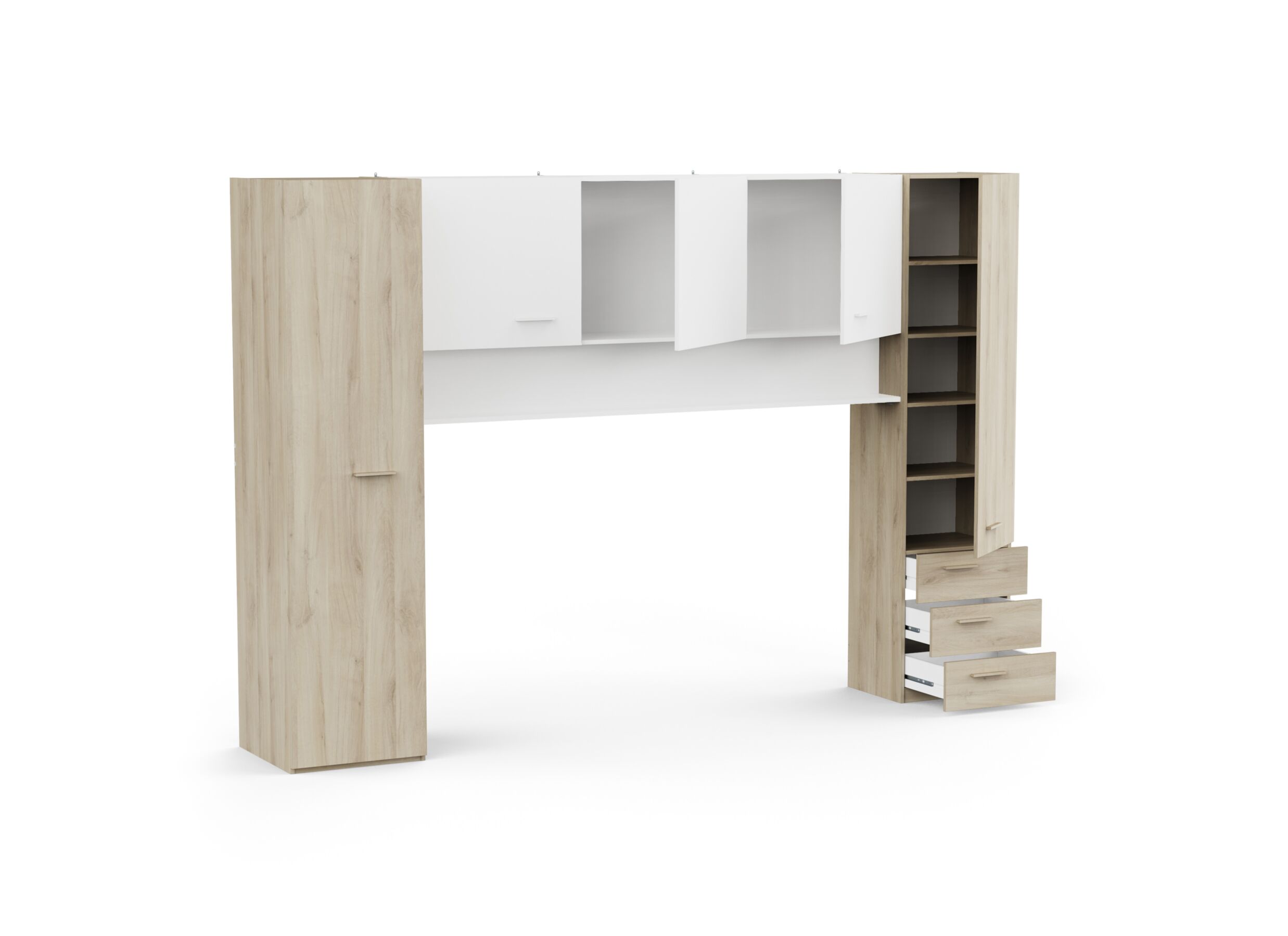 Indeling - Hoofdbord Tidy 304x54x203 - decor - kronberg eik & wit