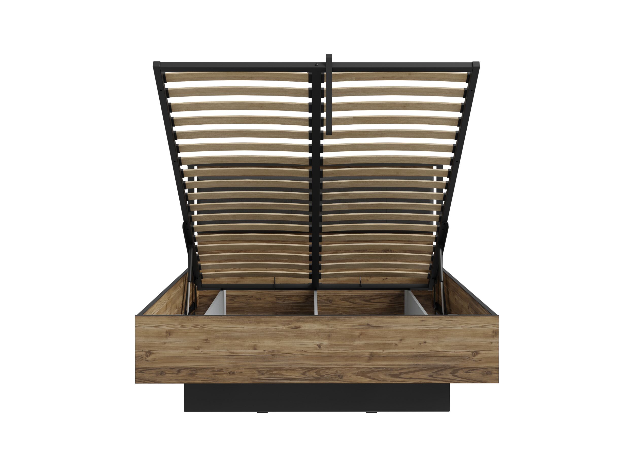 Overzichtsfoto - Bed Hayato 140x200cm - decor - bruin & zwart met opbergruimte