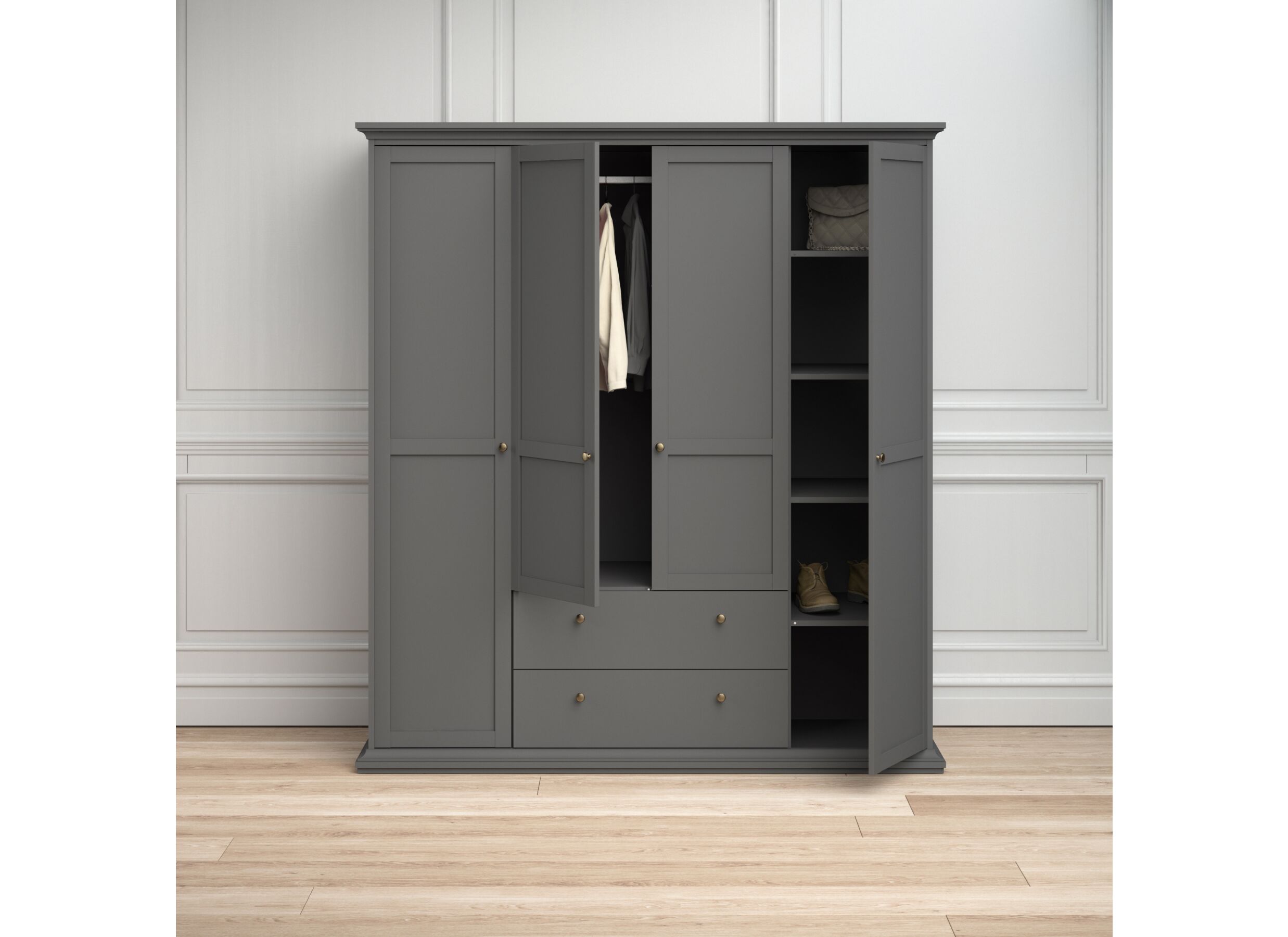 Garde-robe Paris 181cm - décor - gris mat