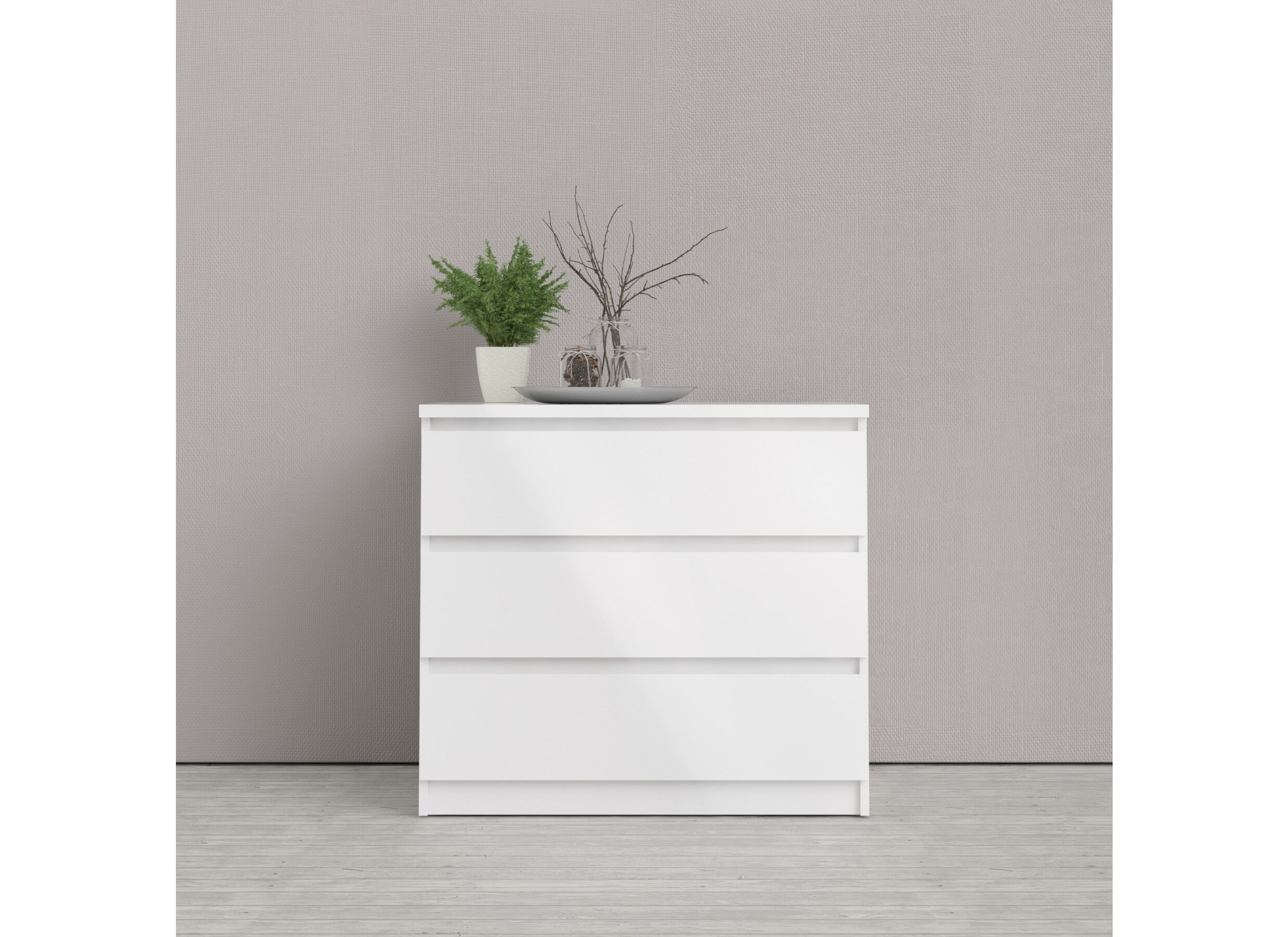 Commode Naia 77x50x71cm - MDF - blanc laqué