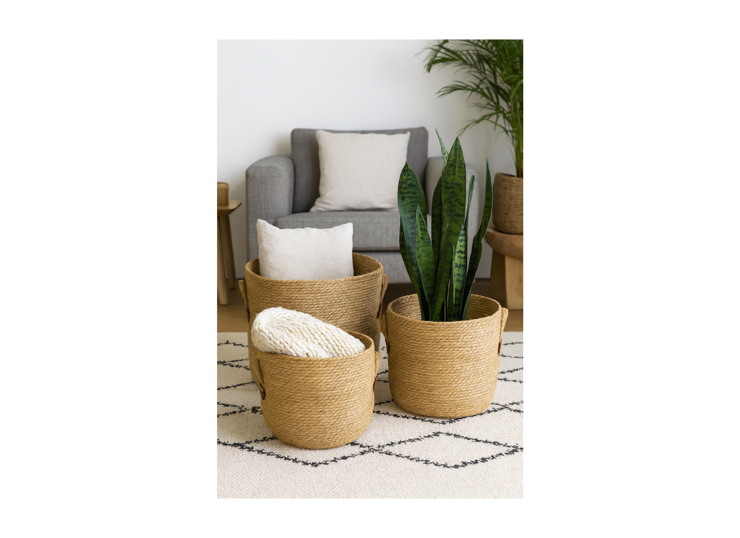 Panier Brisa lot de 3 - herbier marin - naturel