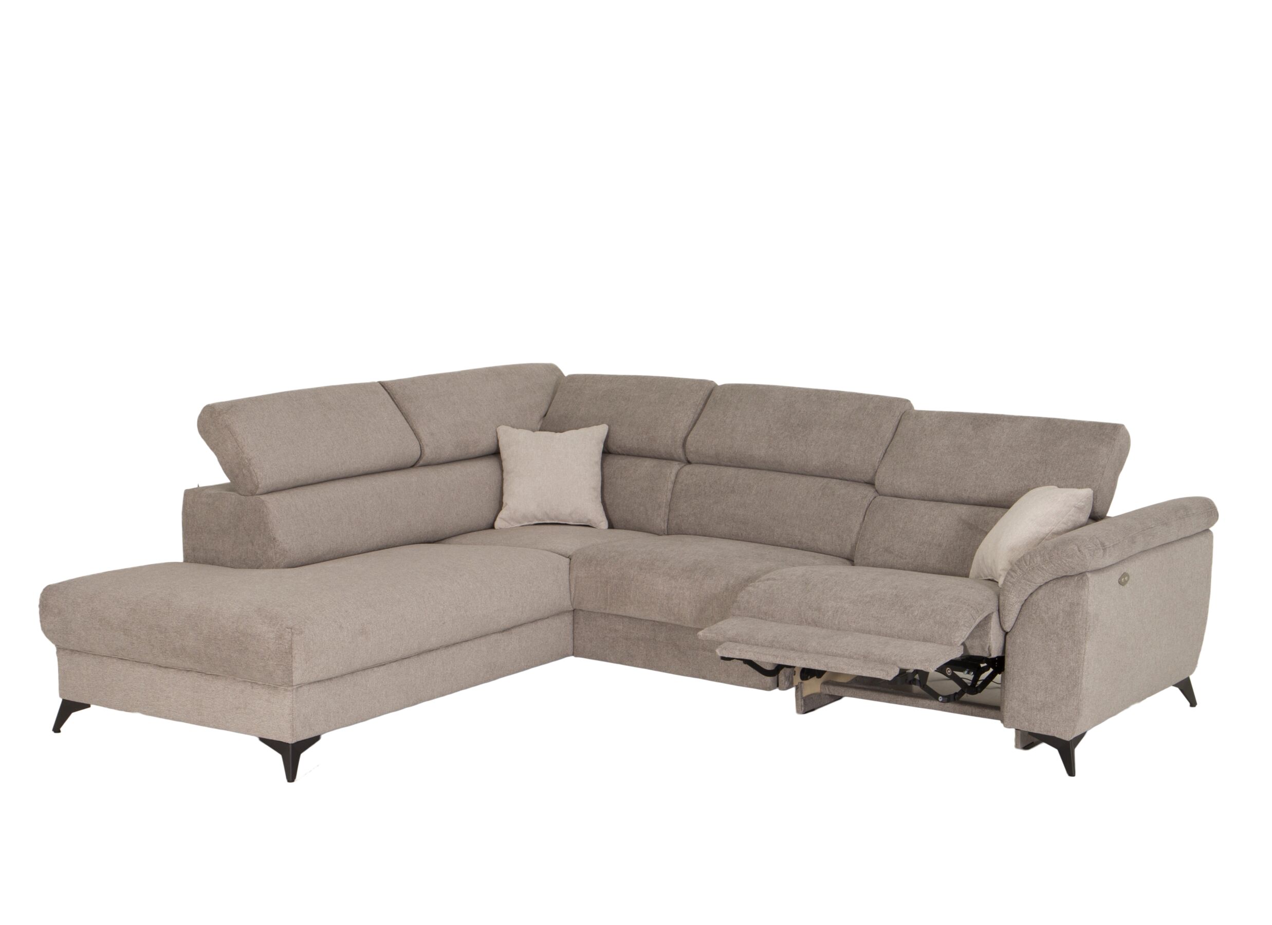 Overzichtsfoto - Hoeksalon Boca 284x234cm - stof - grijs beige met relax