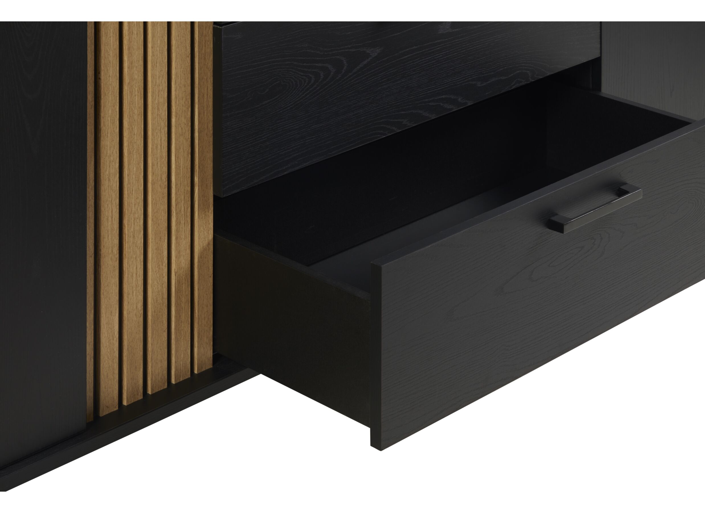 Detailfoto - Kast Faro 127cm - melamine - structuur zwart