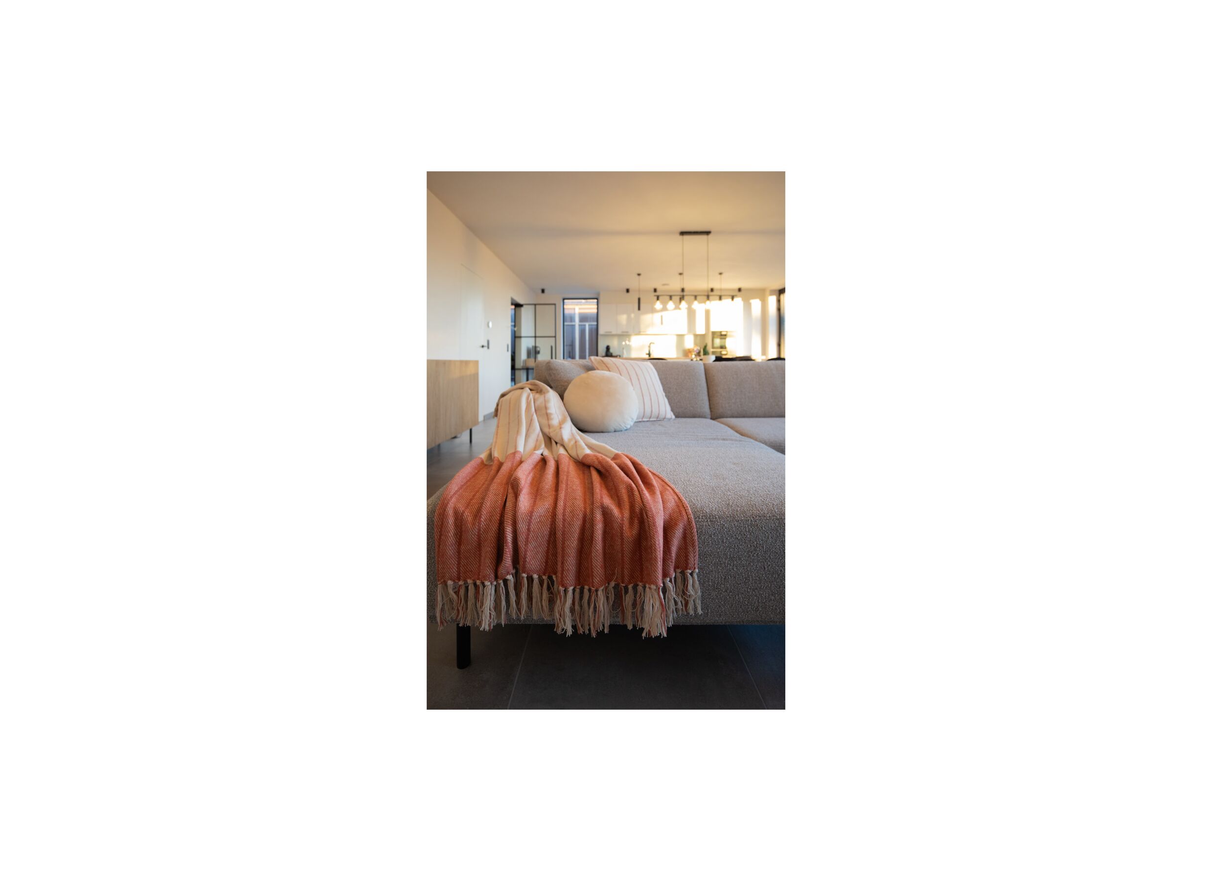 Photo ensemble - Plaid Alma 160x130cm - coton & fibre de polyester - rouge