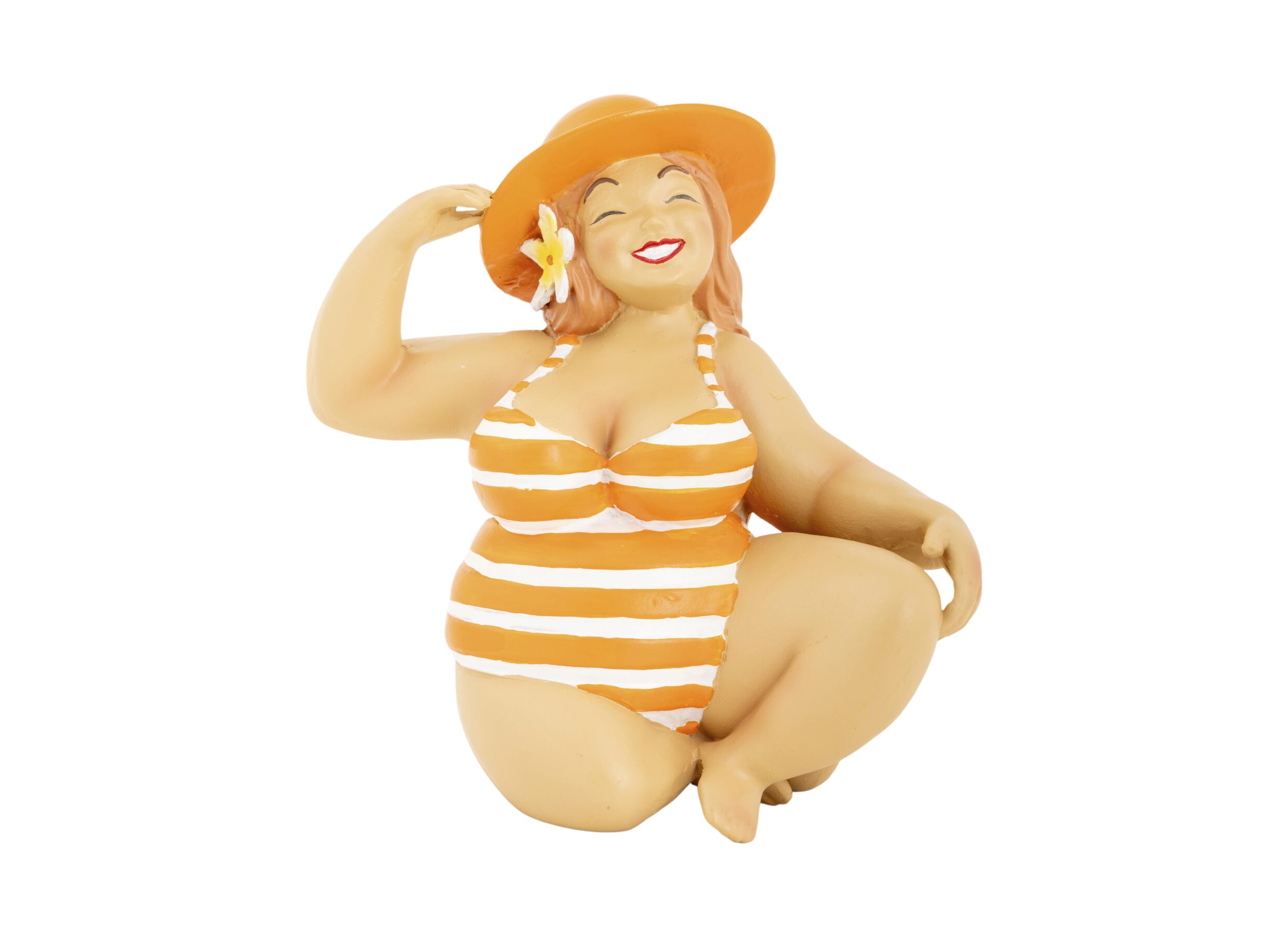 Hoofdfoto - Beeldje Dame sitting on beach H15cm - polystone - oranje