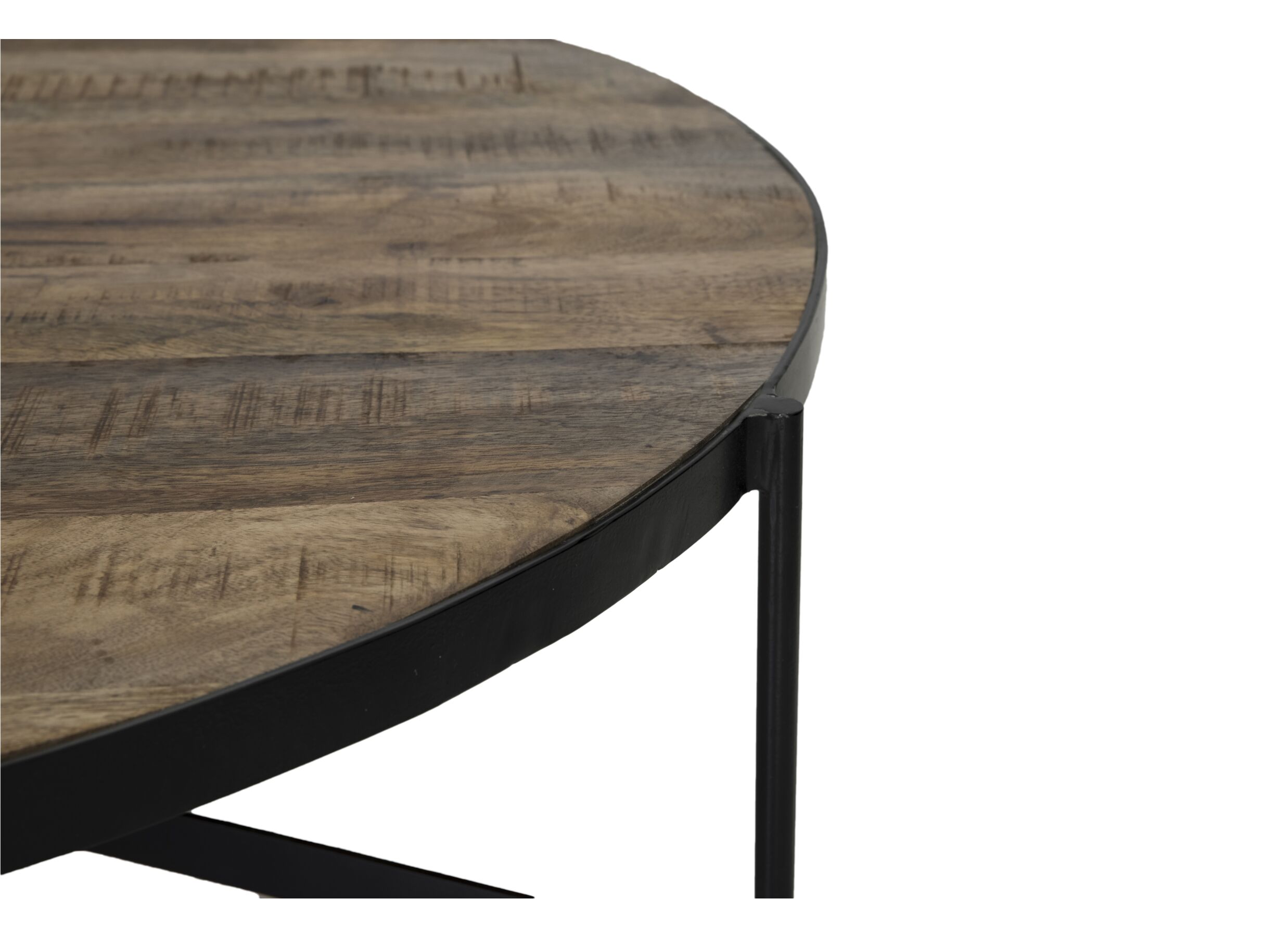 Table basse Fuego Ø100cm - mangue massif & métal - naturel