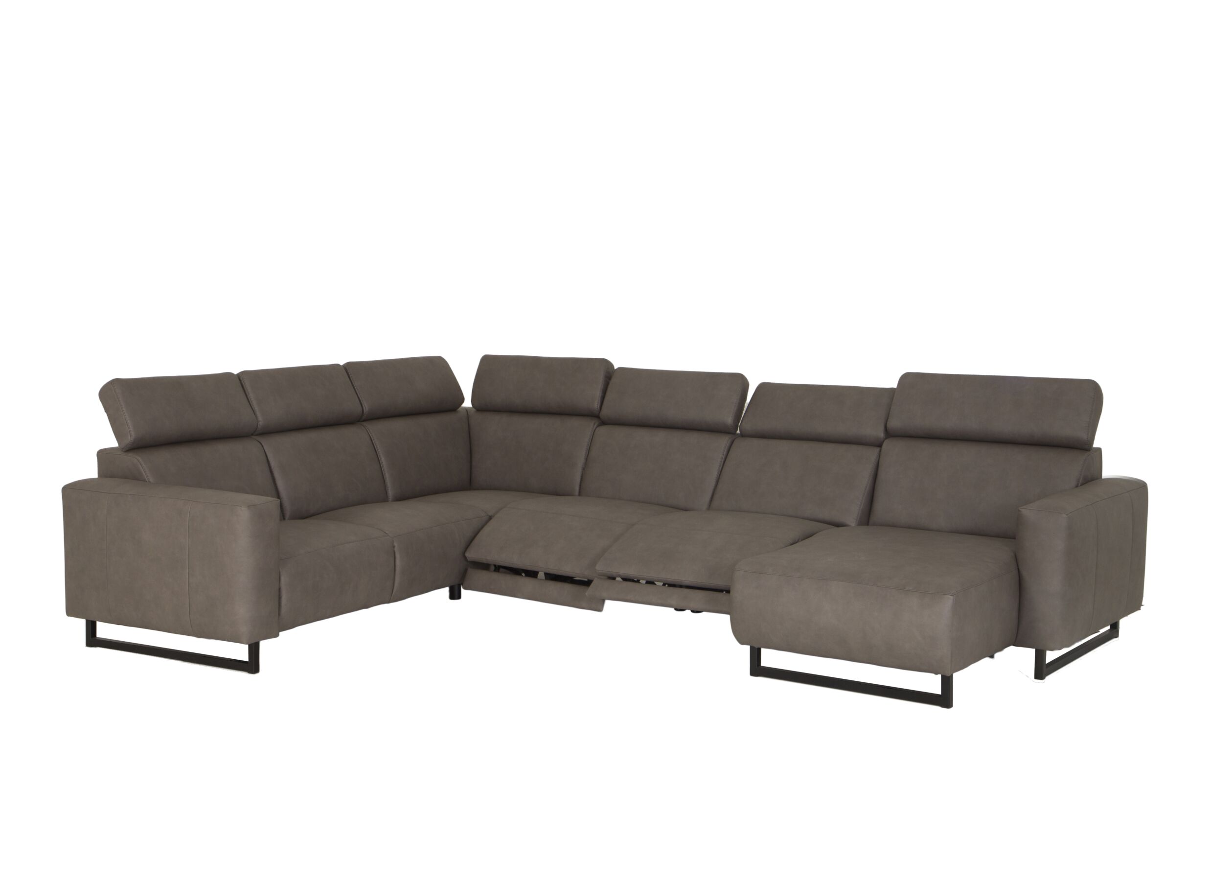 Aperçu - Canapé d'angle Rigole 348x256cm - tissu - gris foncé avec relax