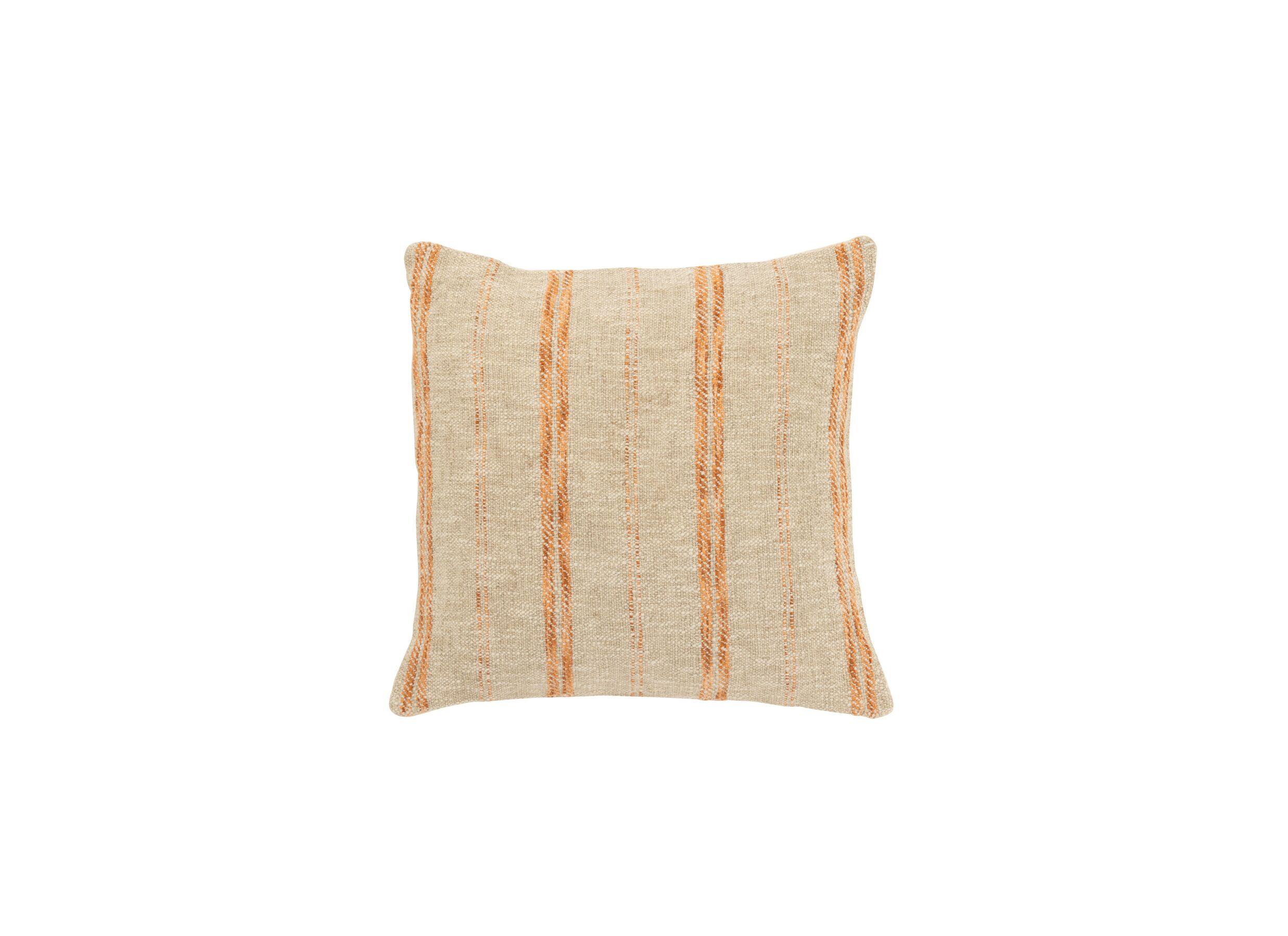 Plus Important - Coussin Rayures 45x45cm - coton/lin - beige/rouille