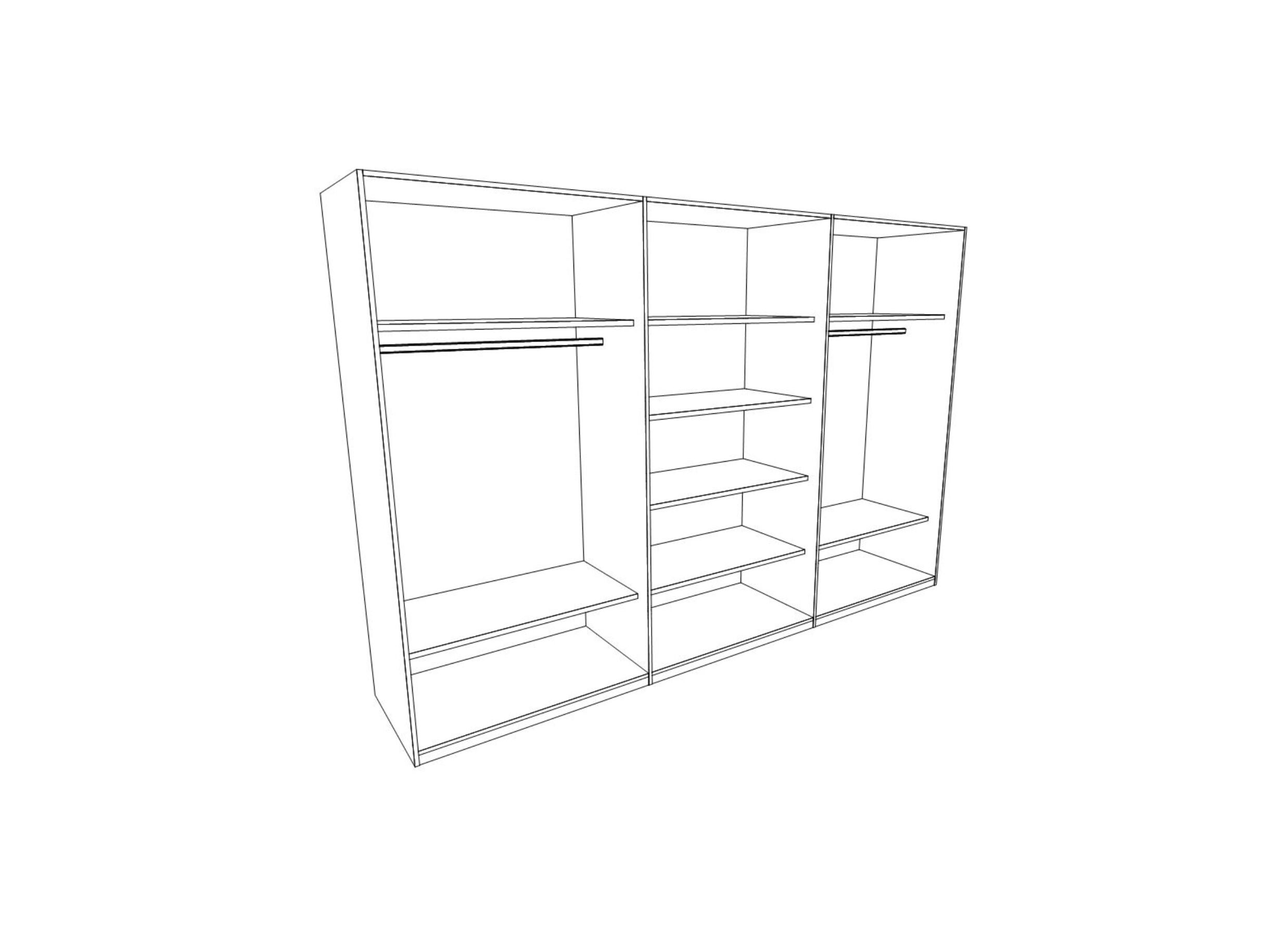 Armoire à portes coulissantes 253cm - décor - marron clair