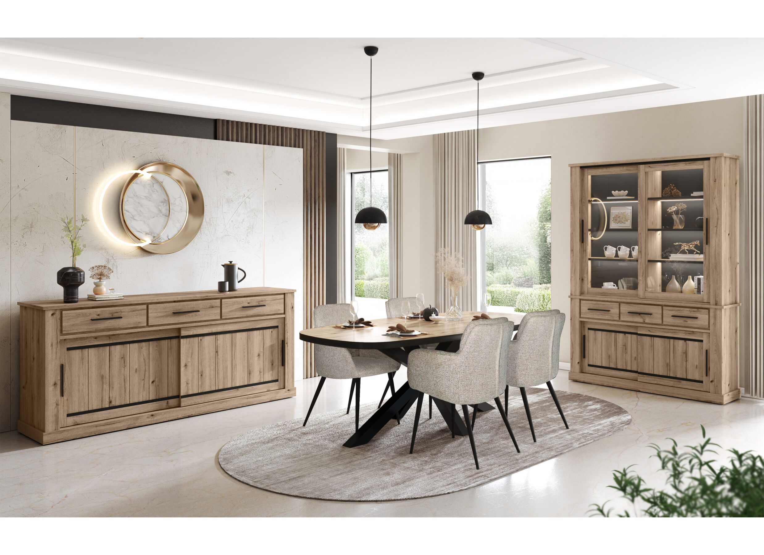 Sfeerfoto - Vitrinekast Kurt 146cm - decor - copper oak