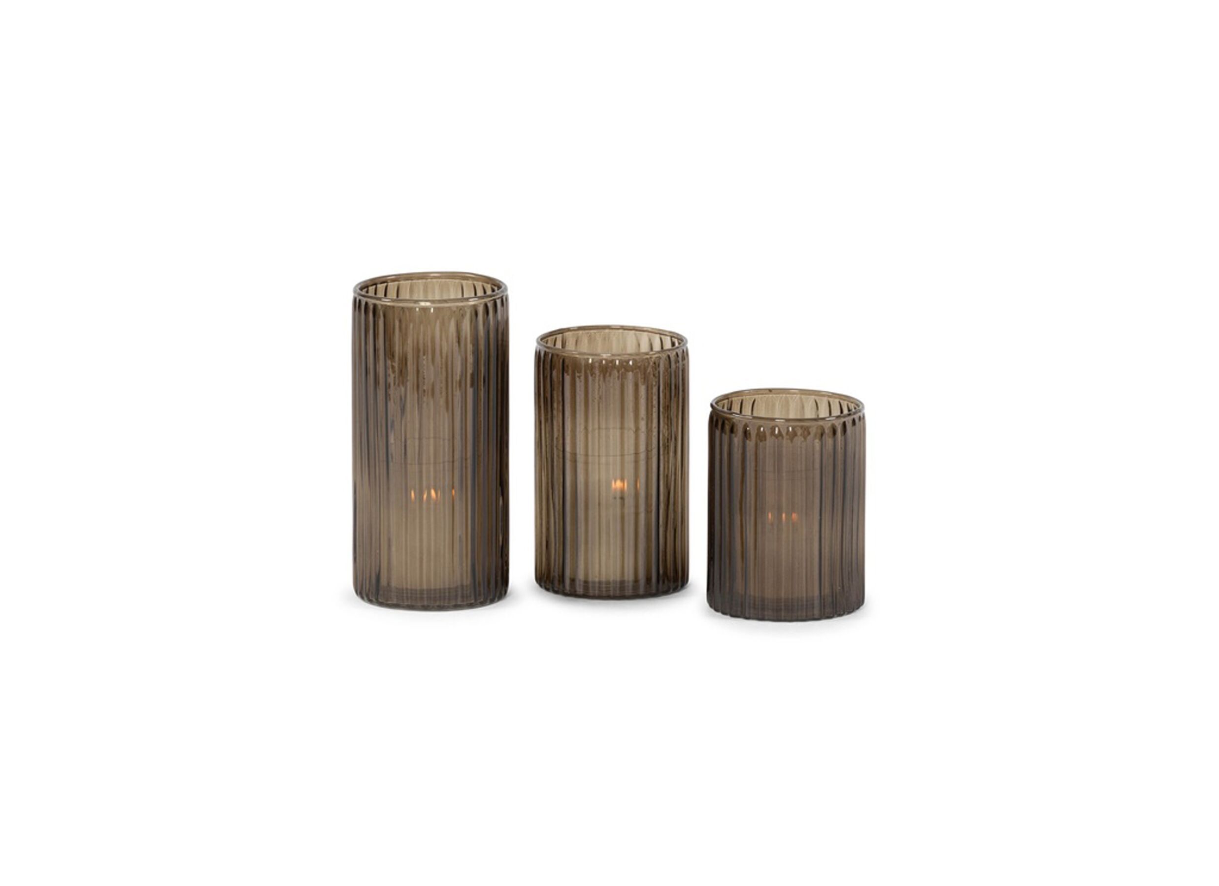 Setfoto - Theelichthouder Ø8x10cm - glas - smoke