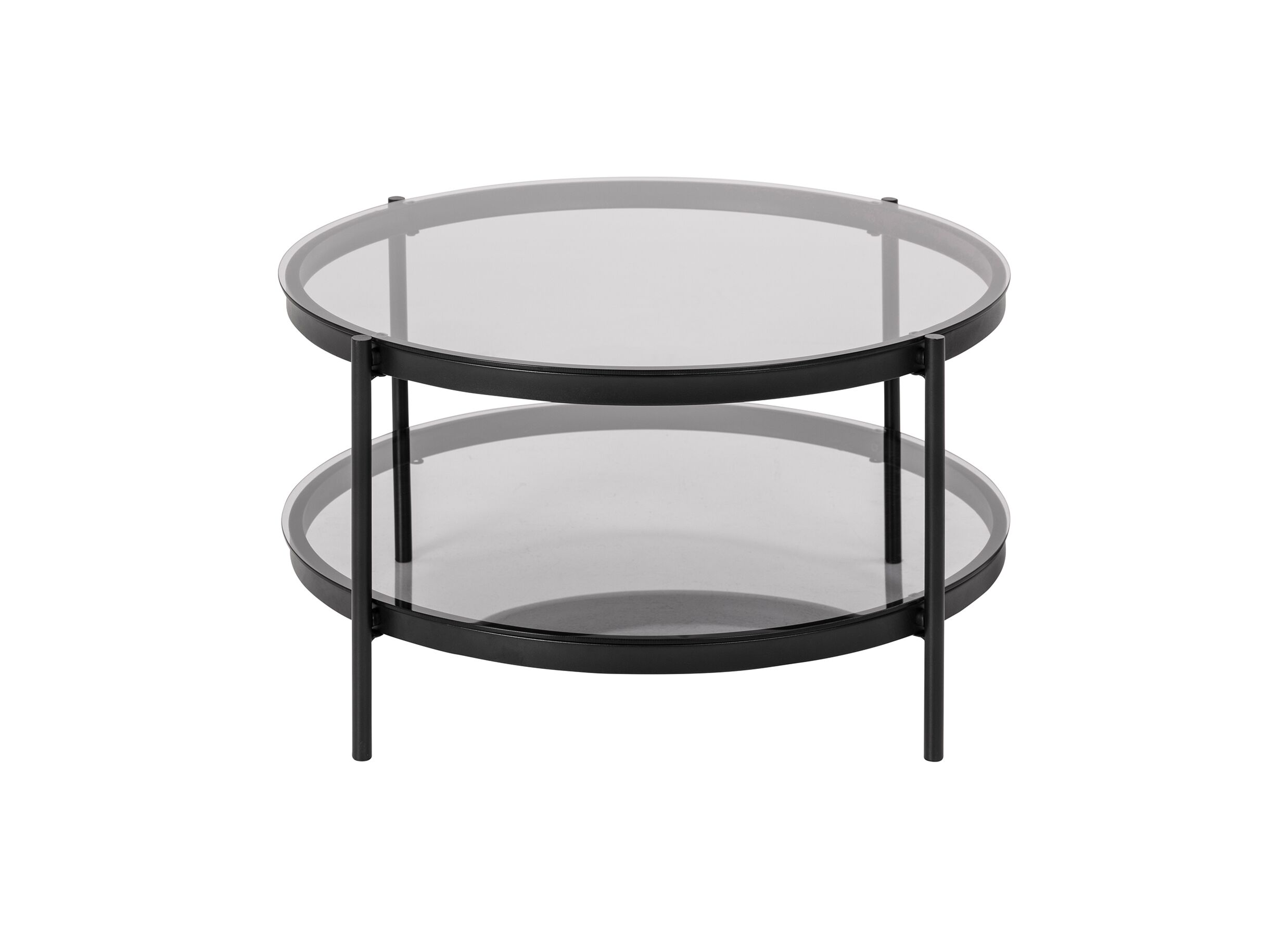 Salontafel Ø79cm - metaal - zwart mat & smoked glass