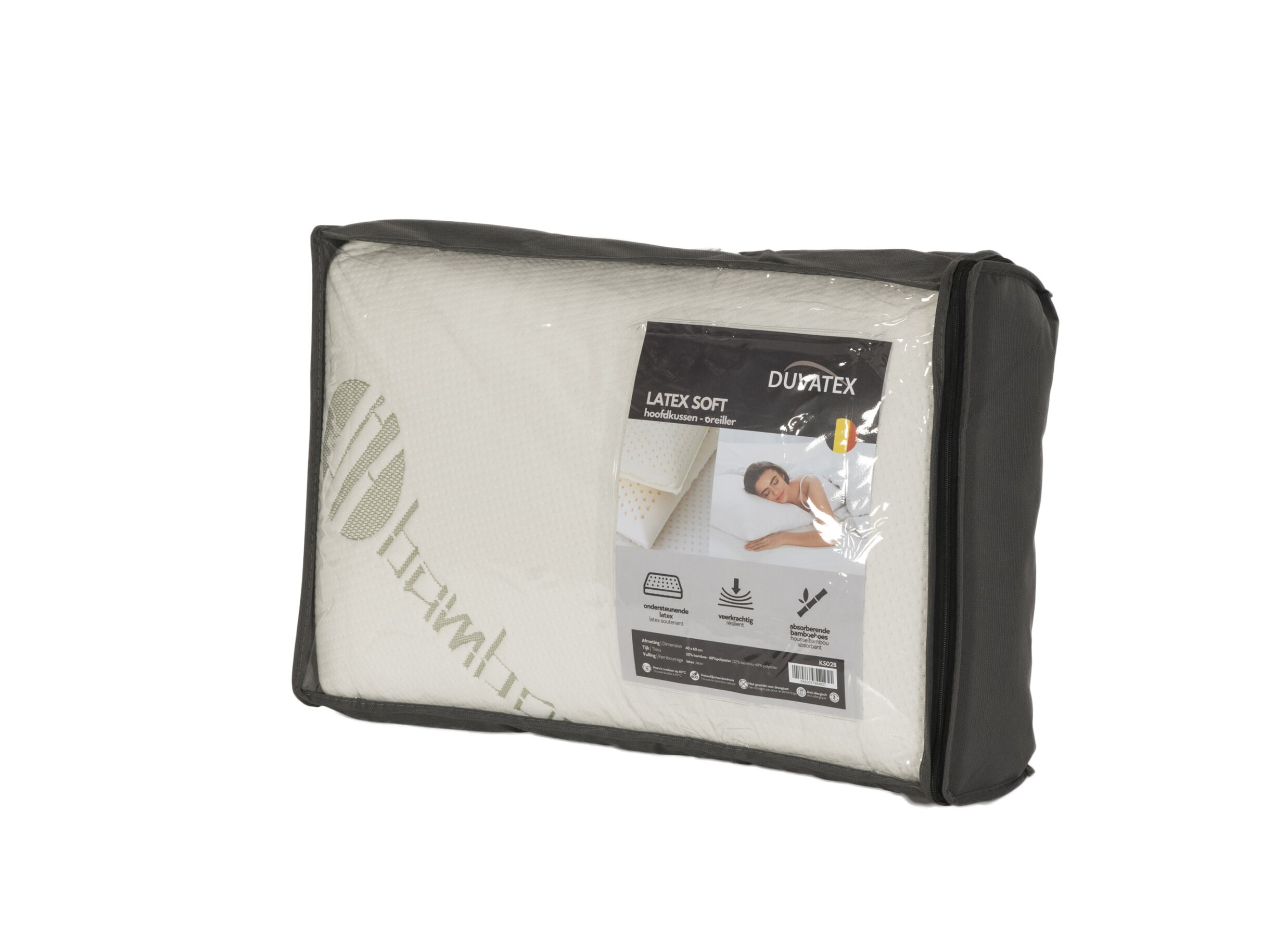 Detail - Oreiller Latex Soft 40x60cm - tissu bambou & polyester - blanc