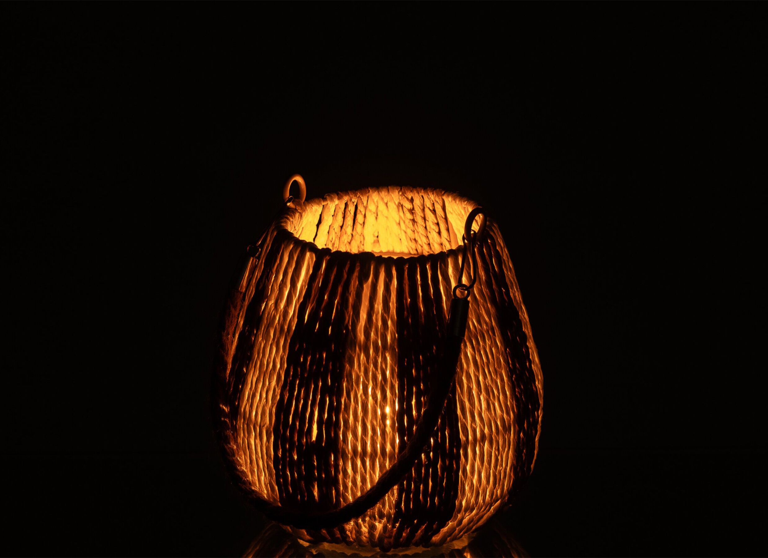 Foto ambiance - Lanterne H16cm - papier - blanc & naturel