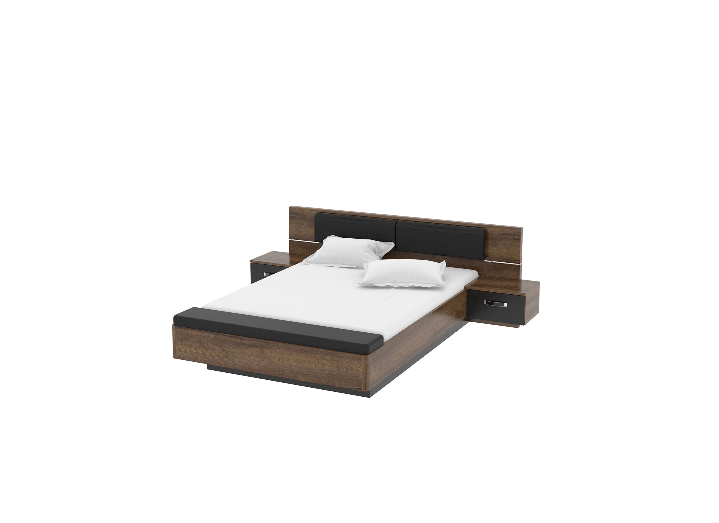 Lit Dolce 180x200cm - panneau décor - mud oak/black oak
