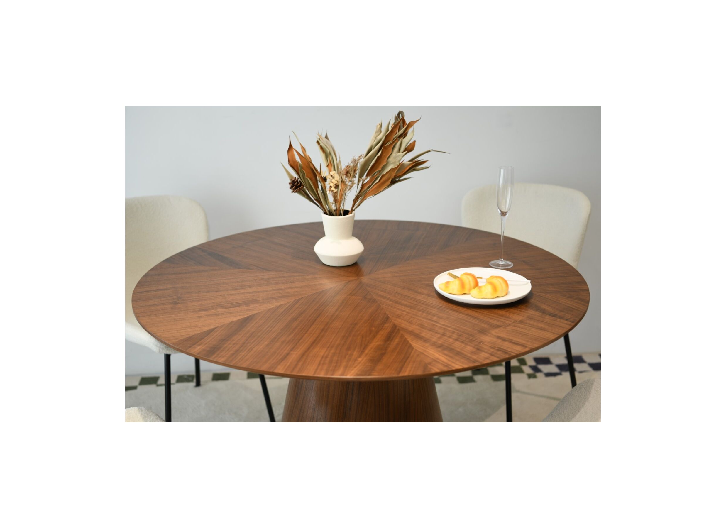 Foto ambiance - Table ronde Daytona Ø120cm - MDF - noyer