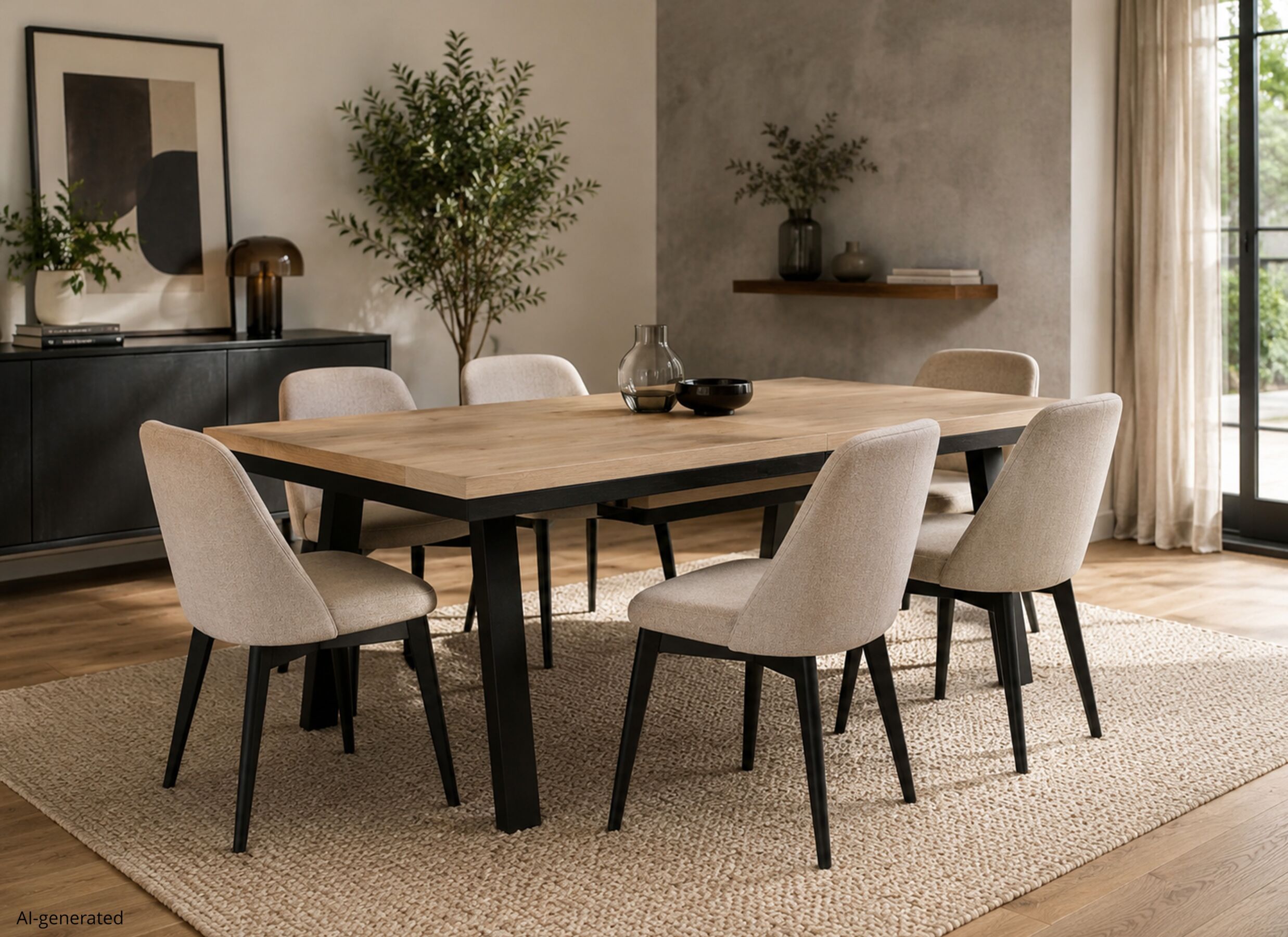 AI Generated - Table Toby 190/250x100cm - mélamine - castella oak