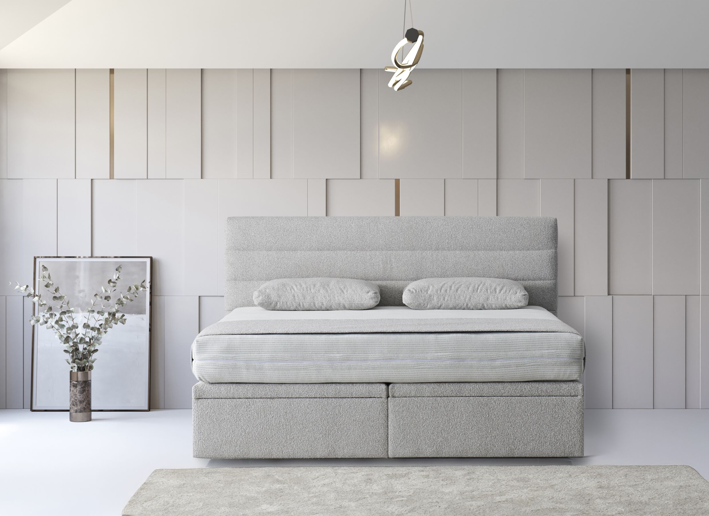 Sfeerfoto - Bedbox Butterfly 160x200cm - stof - lichtgrijs met opbergruimte