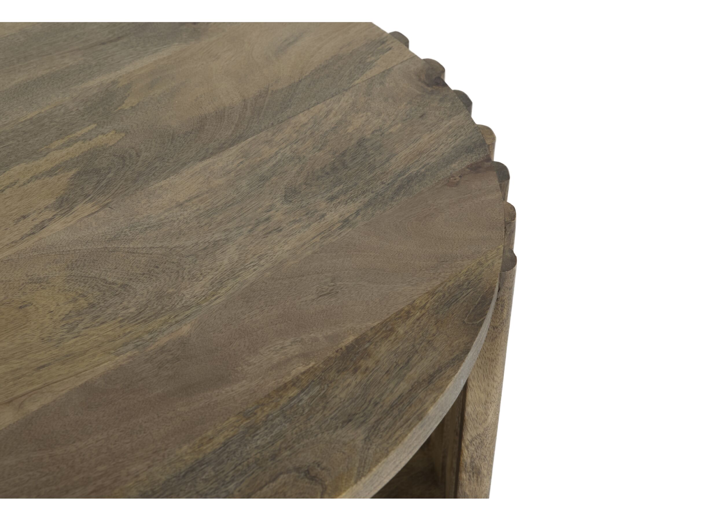 Table basse Solara bois massif ronde avec rangement