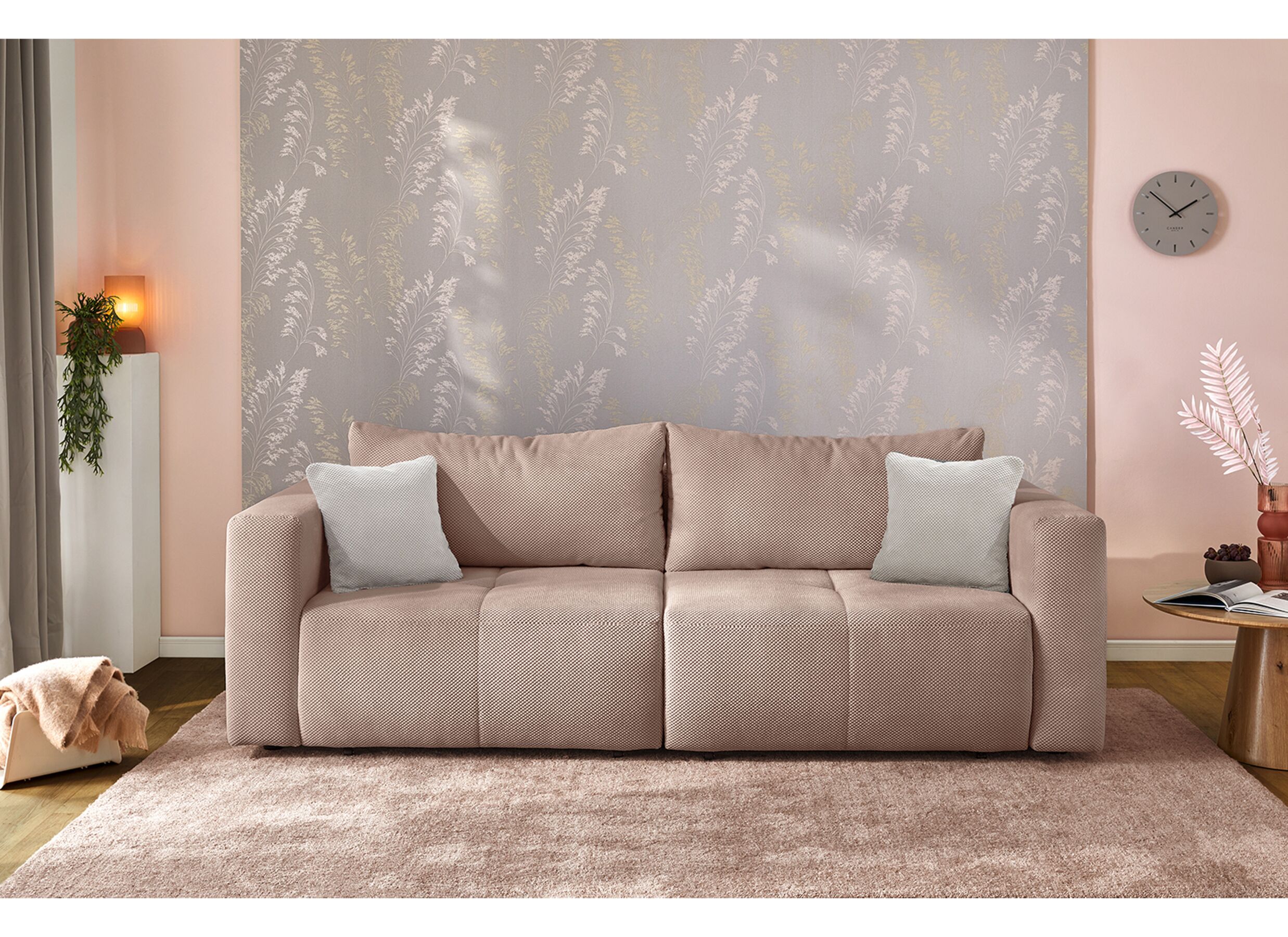 Sfeerfoto - Zetel Relax Bigsofa 4-zit - stof - rosa