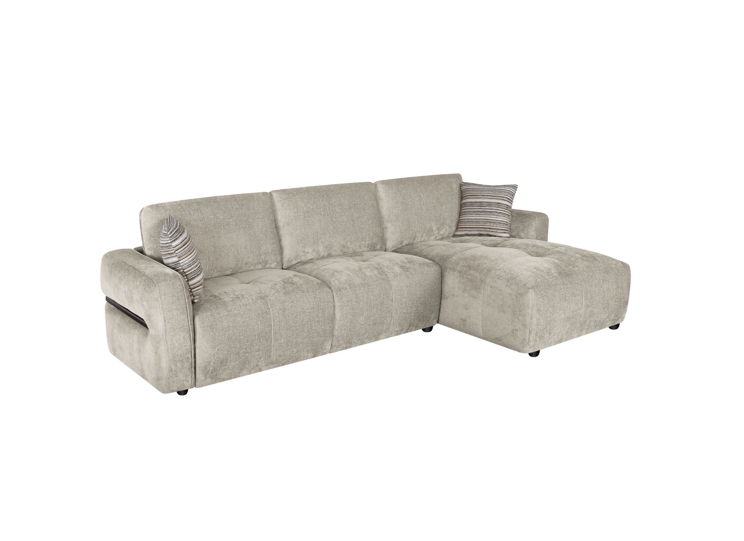 Plus Important - Canapé d'angle Cantillo 297x157cm - chenille - beige