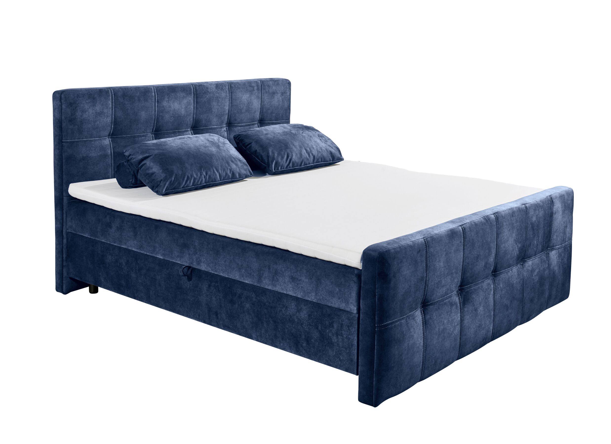 Overzichtsfoto - Bedbox Valetta 160x200cm - stof - blauw met opbergruimte