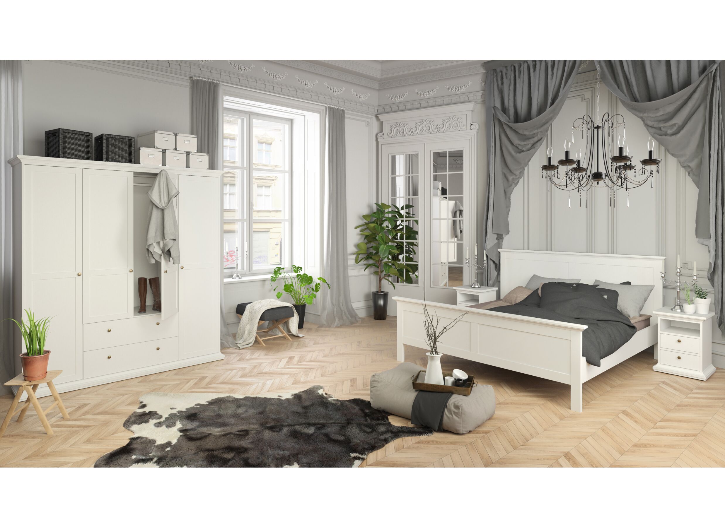 Garde-robe Paris 181cm - décor - blanc