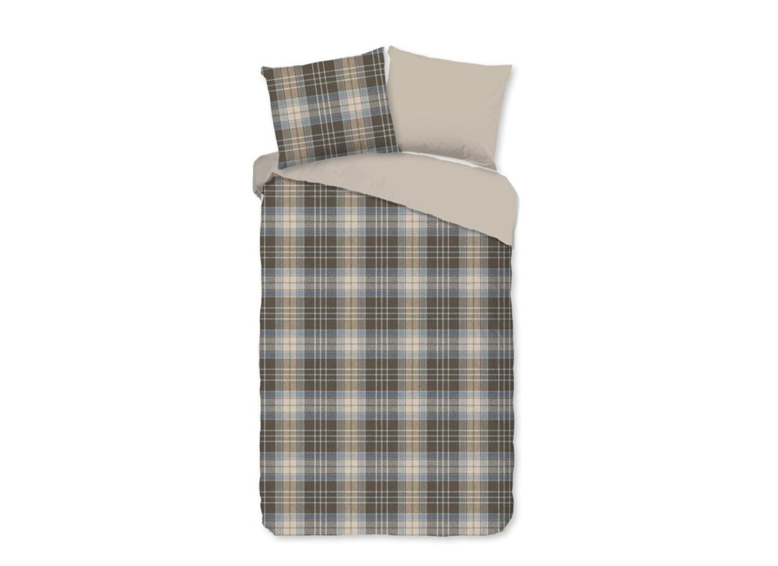Dekbedovertrek Cambridge 240x220cm - flanel - bruin - Housse de couette Cambridge 240x220cm - flanelle - marron