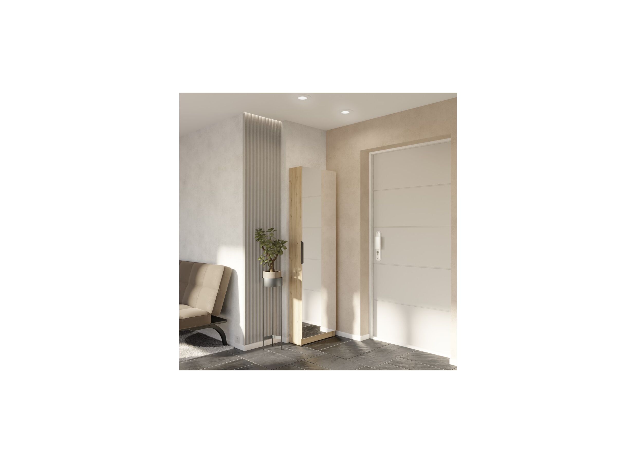 Foto ambiance - Armoire à chaussures Zapatero 50x20x181cm chêne royal